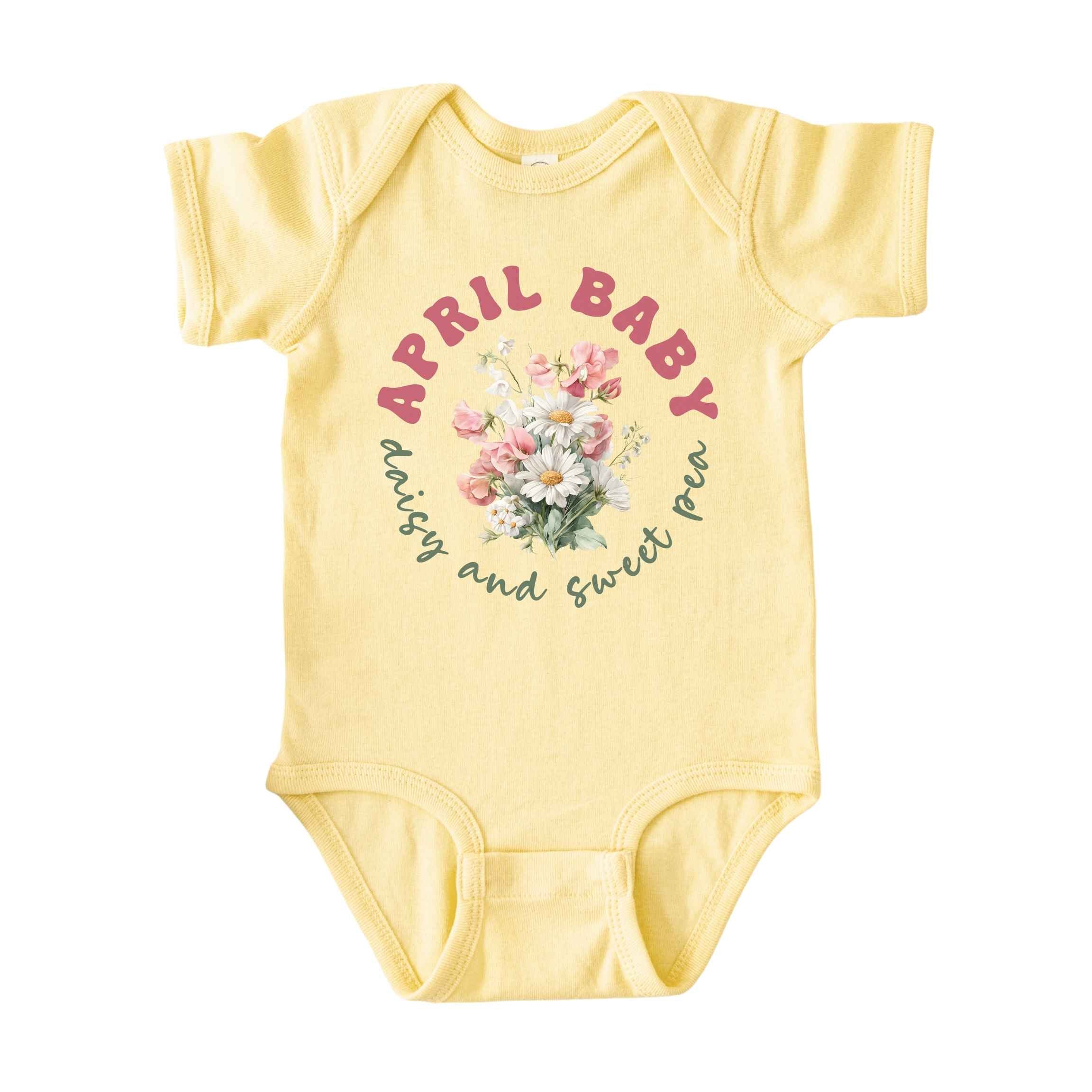 April Baby Birth Flowers (Circle) Bodysuit