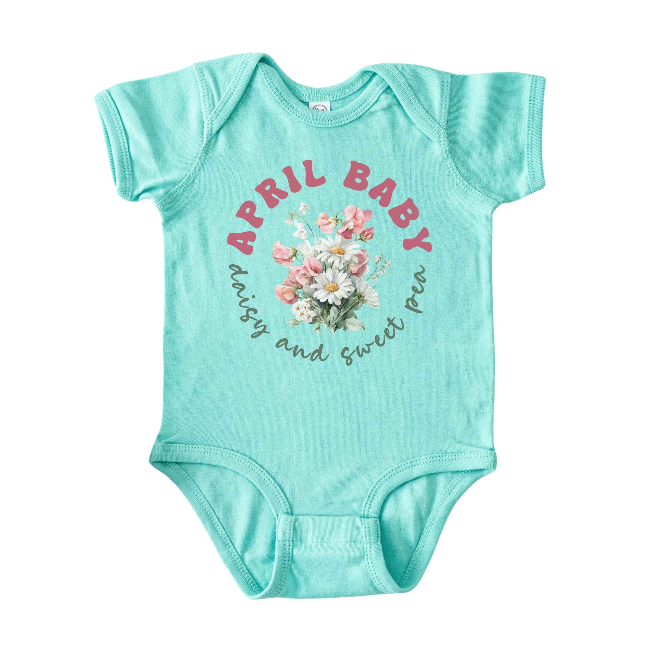 April Baby Birth Flowers (Circle) Bodysuit