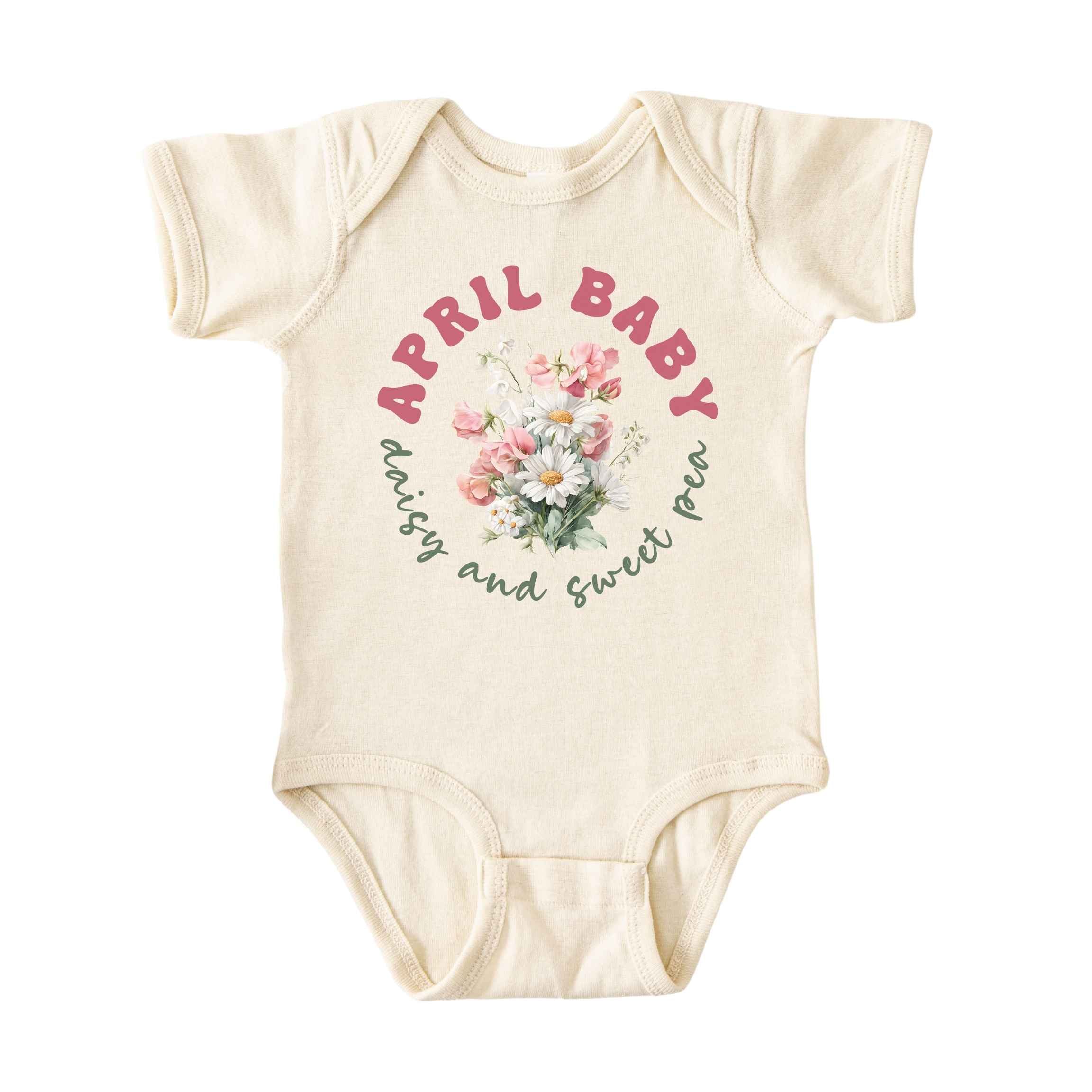 April Baby Birth Flowers (Circle) Bodysuit