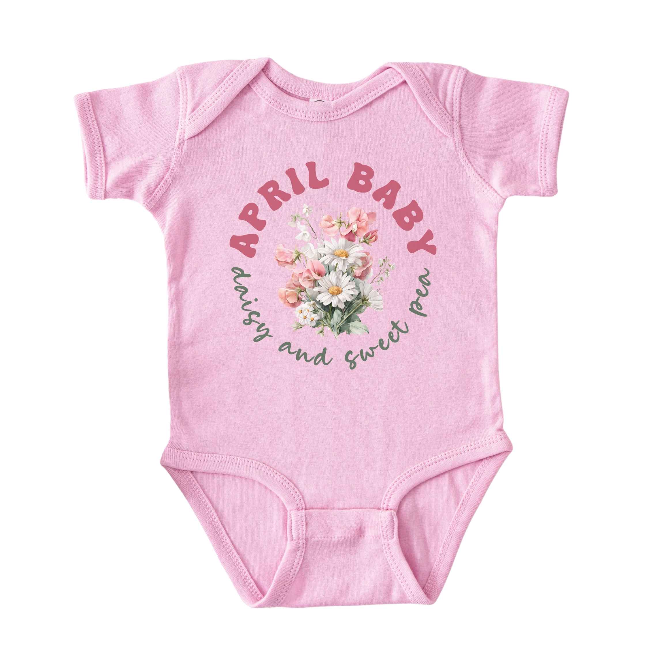 April Baby Birth Flowers (Circle) Bodysuit