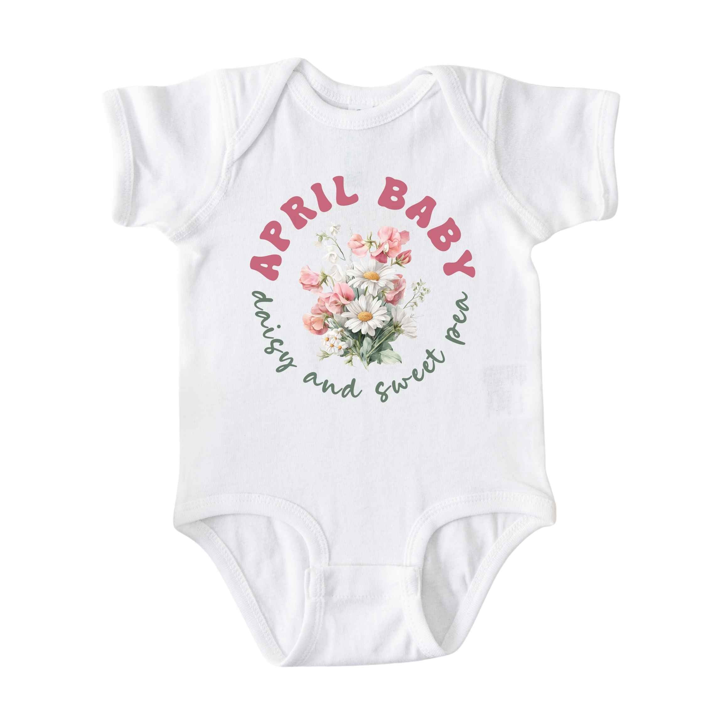 April Baby Birth Flowers (Circle) Bodysuit