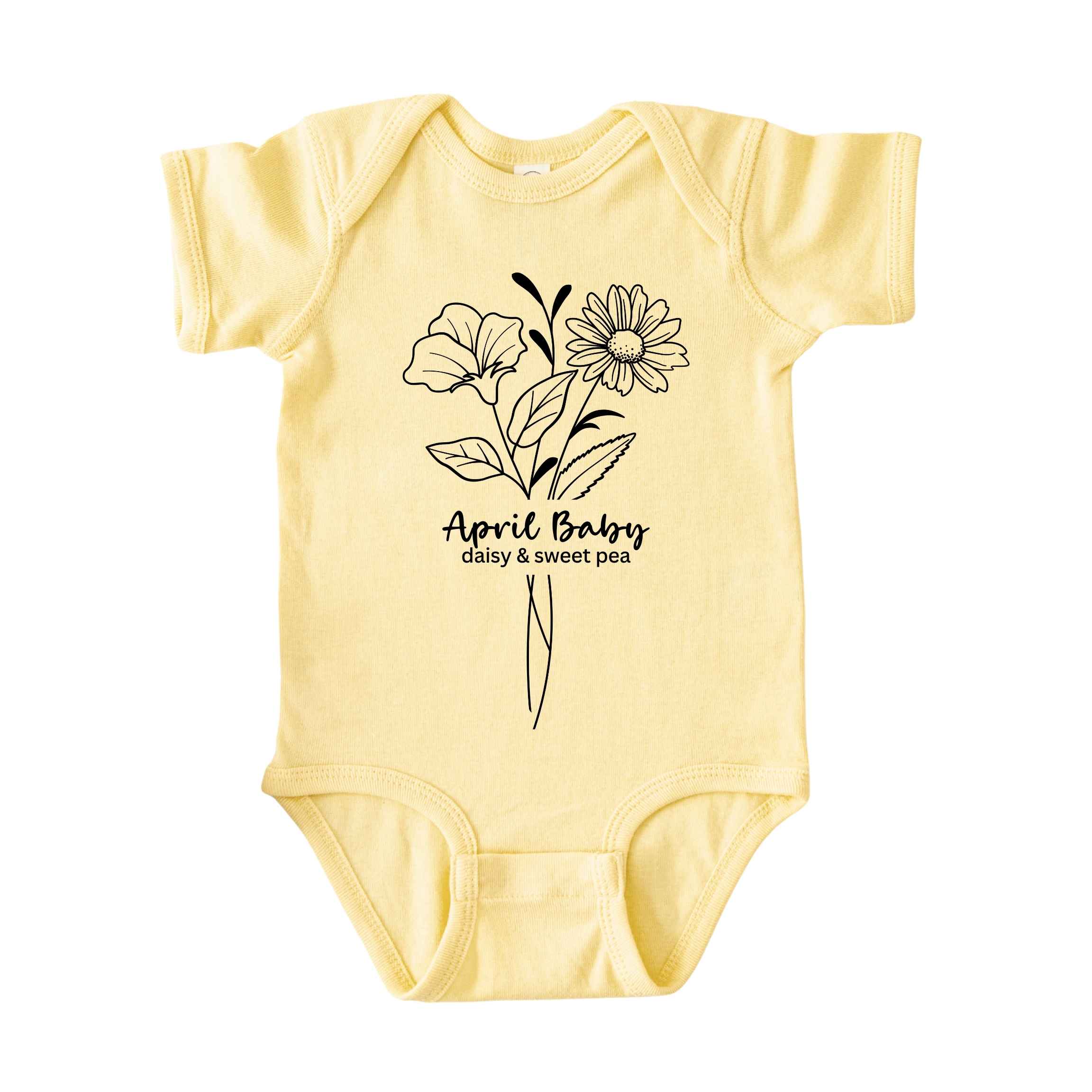 April Baby Birth Flowers (Line Art) Bodysuit