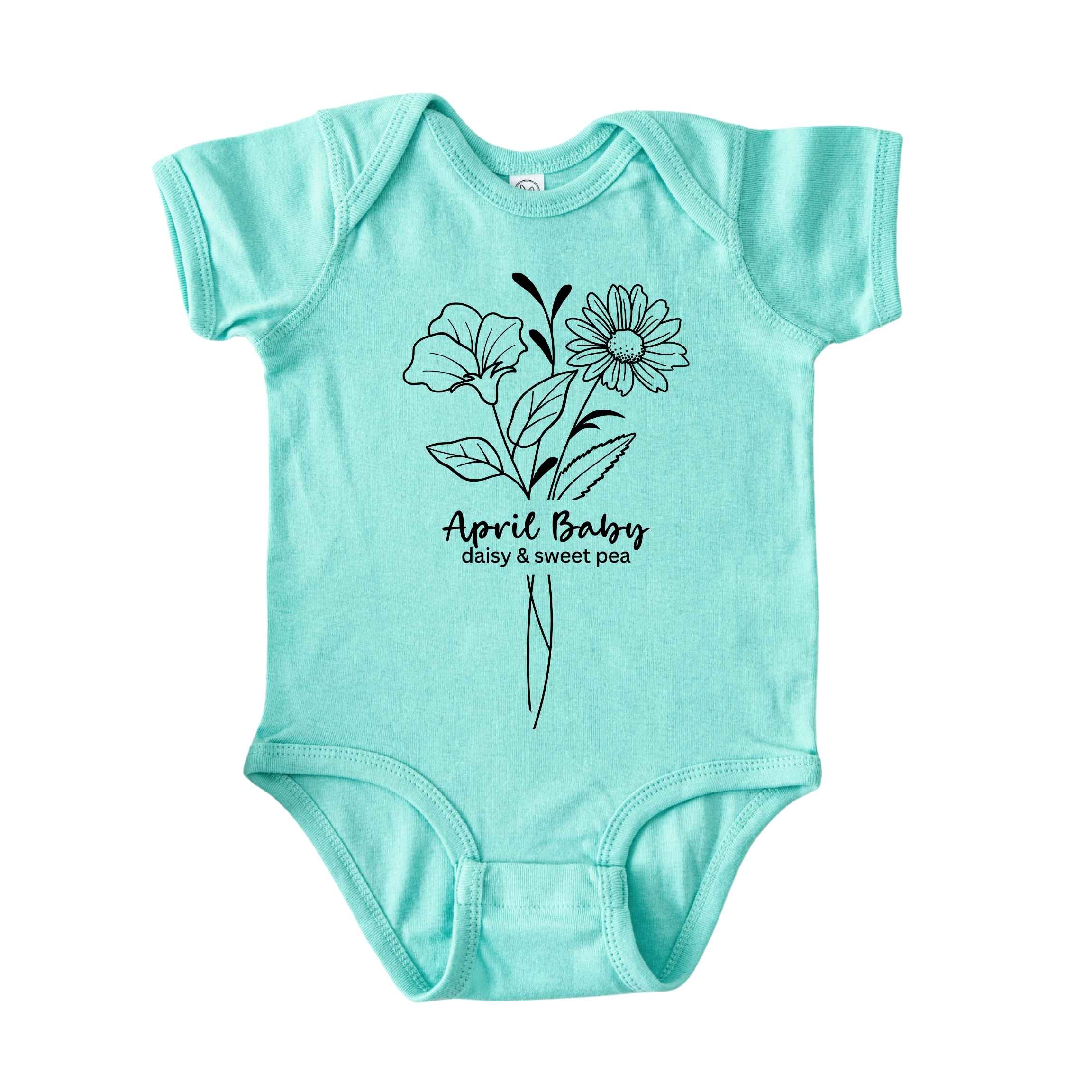 April Baby Birth Flowers (Line Art) Bodysuit