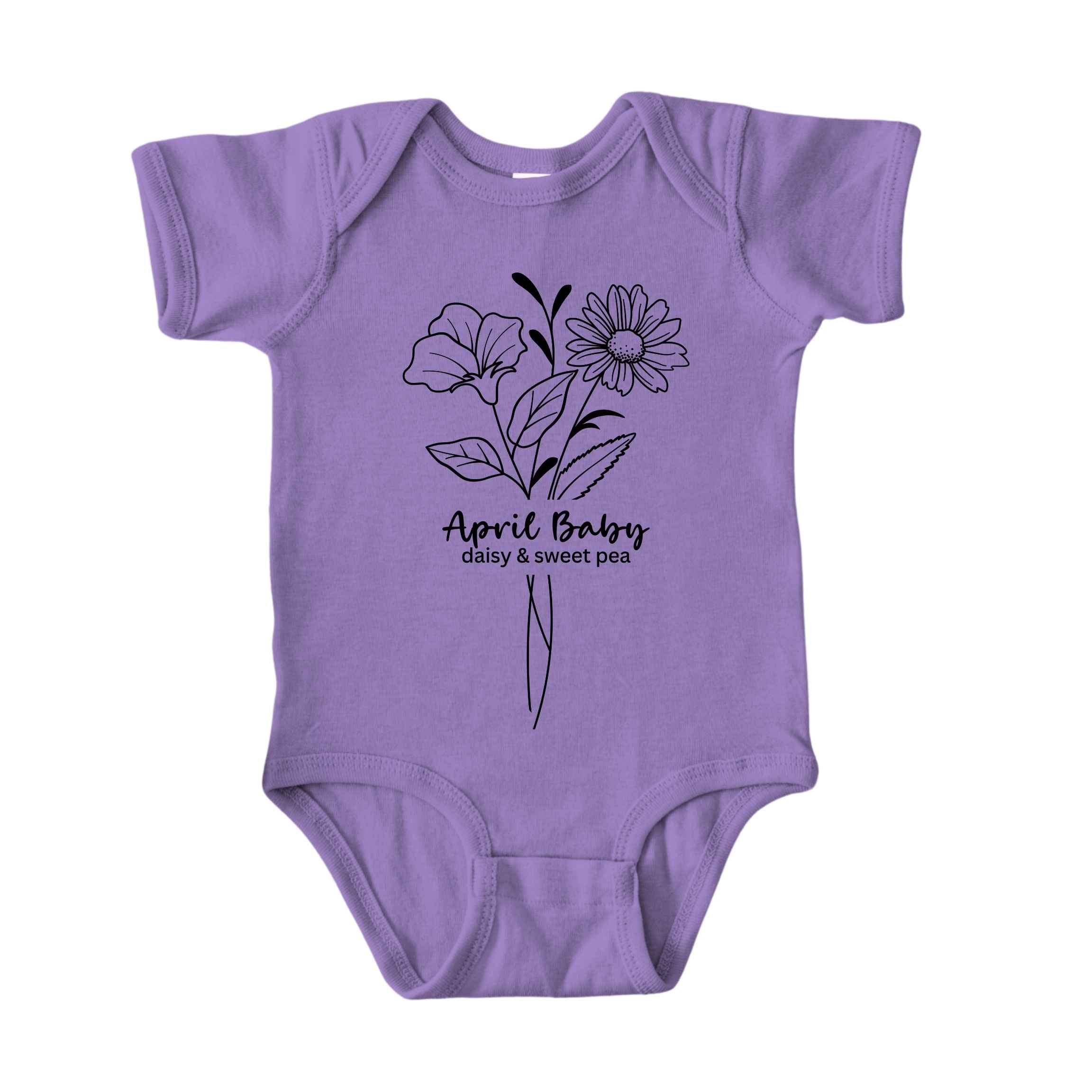 April Baby Birth Flowers (Line Art) Bodysuit