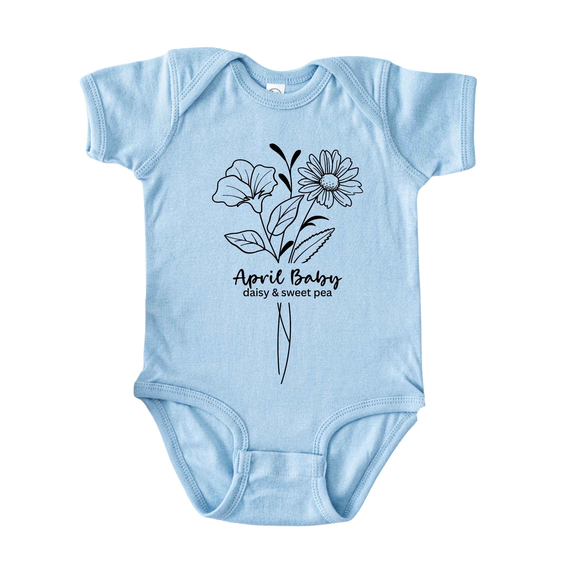 April Baby Birth Flowers (Line Art) Bodysuit