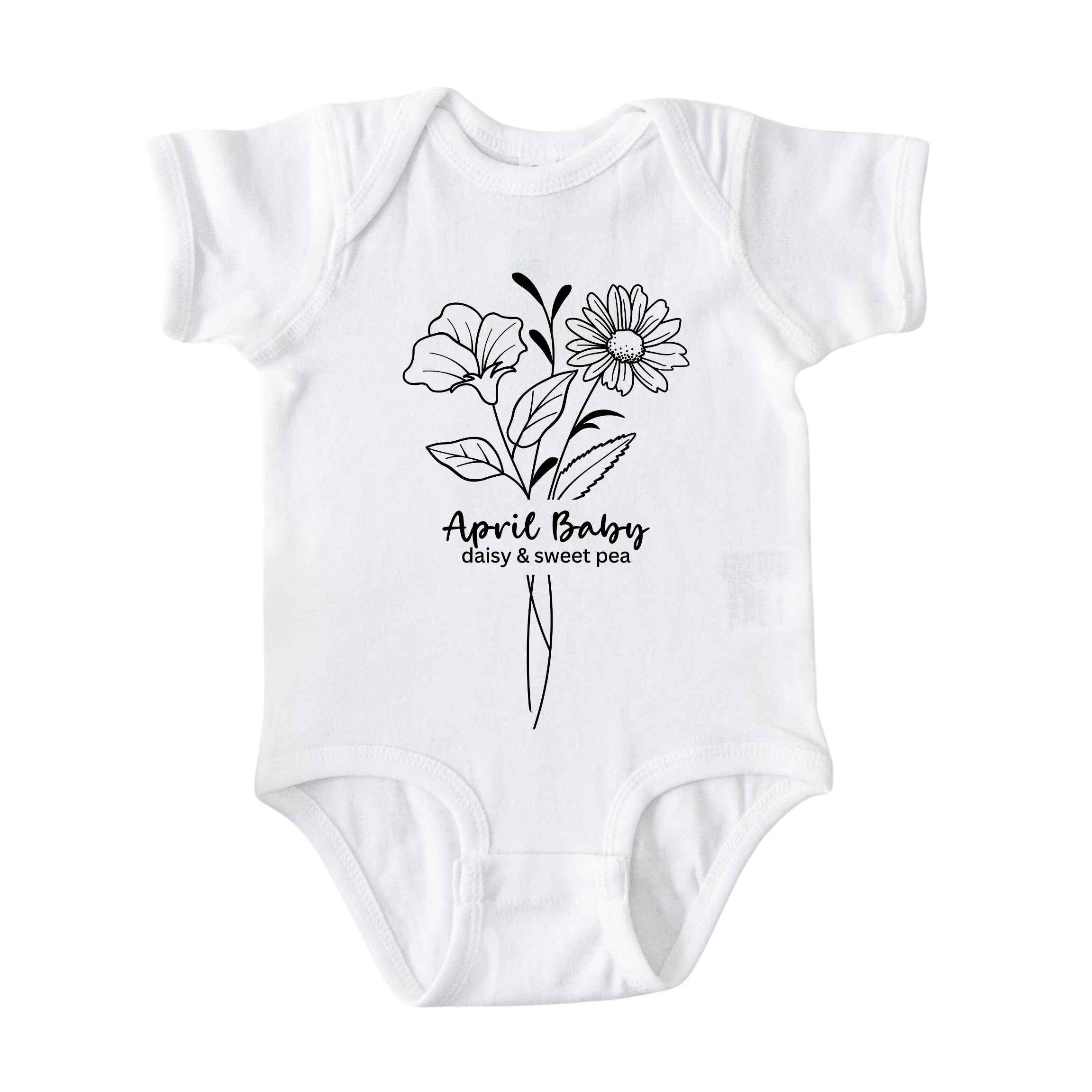 April Baby Birth Flowers (Line Art) Bodysuit