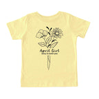 April Girl Birth Flowers (Line Art) Tee - Toddlers