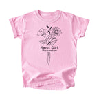 April Girl Birth Flowers (Line Art) Tee - Kids