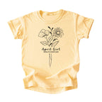 April Girl Birth Flowers (Line Art) Tee - Kids