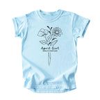April Girl Birth Flowers (Line Art) Tee - Kids