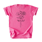 April Girl Birth Flowers (Line Art) Tee - Kids