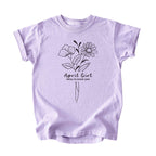 April Girl Birth Flowers (Line Art) Tee - Kids