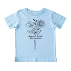 April Girl Birth Flowers (Line Art) Tee - Toddlers