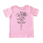 April Girl Birth Flowers (Line Art) Tee - Toddlers