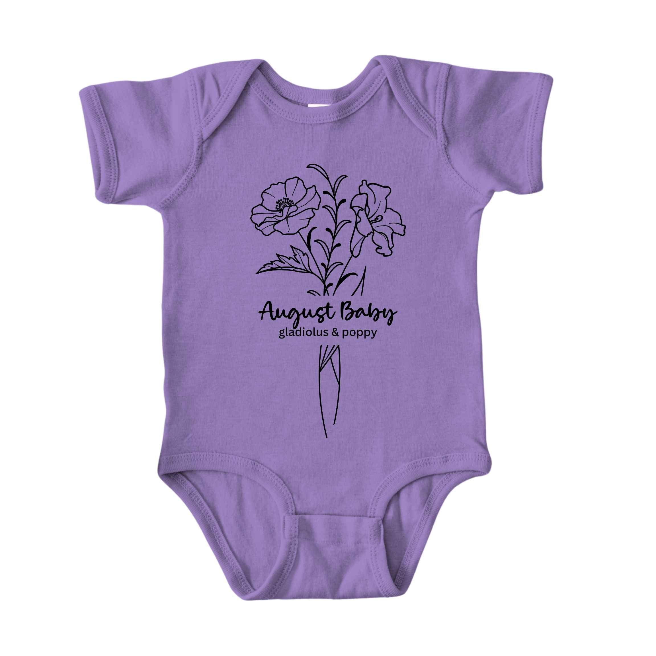 August Baby Birth Flowers (Line Art) Bodysuit