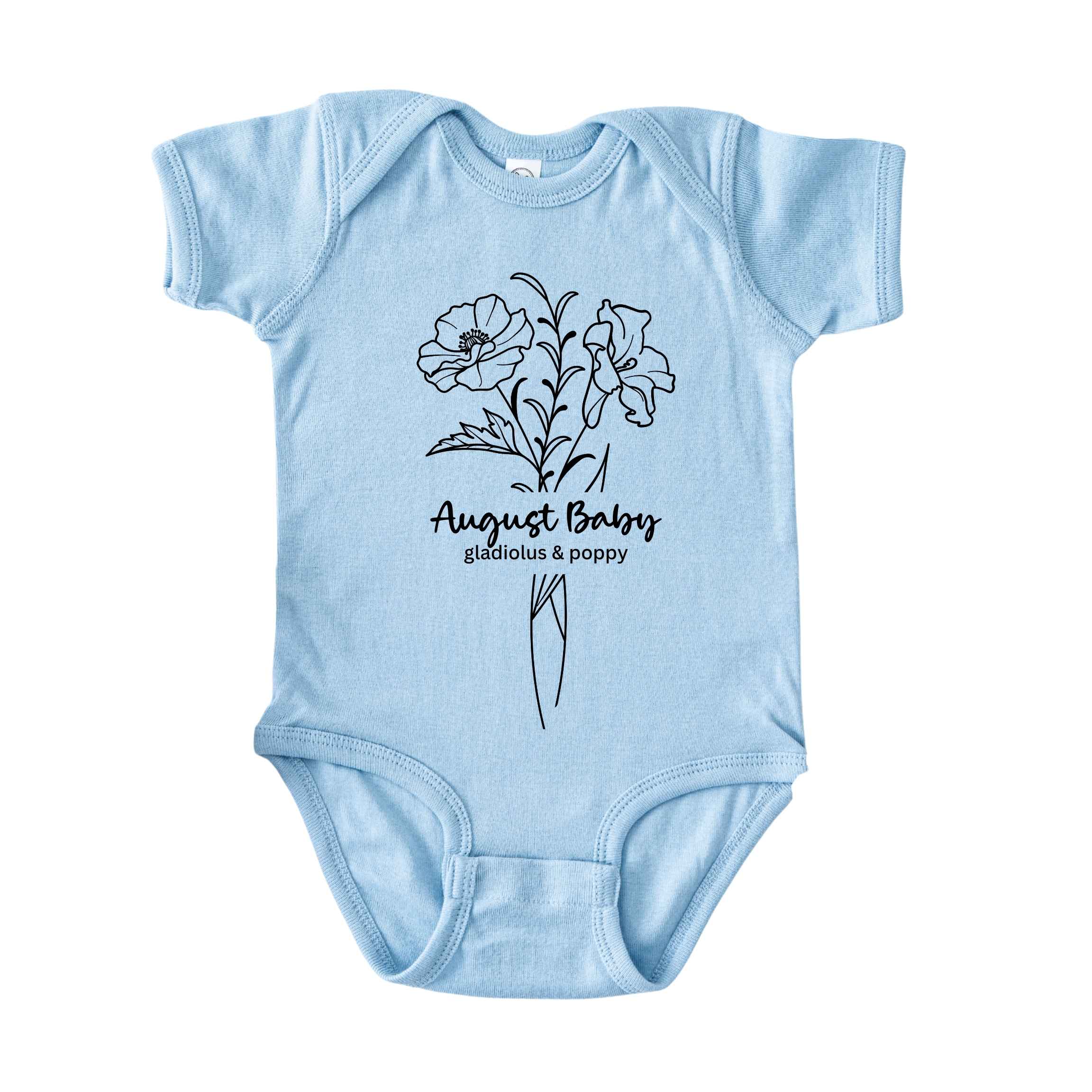 August Baby Birth Flowers (Line Art) Bodysuit