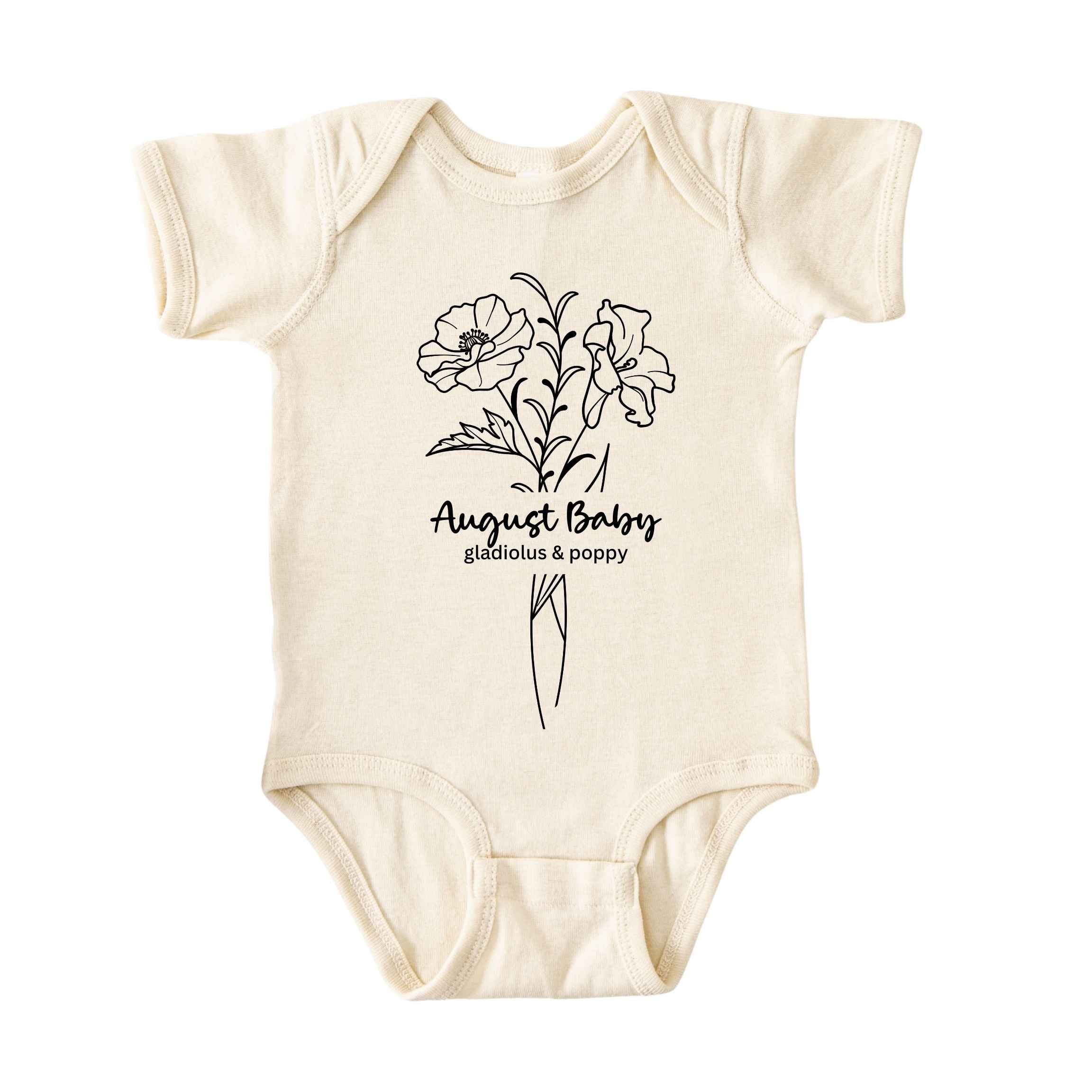 August Baby Birth Flowers (Line Art) Bodysuit