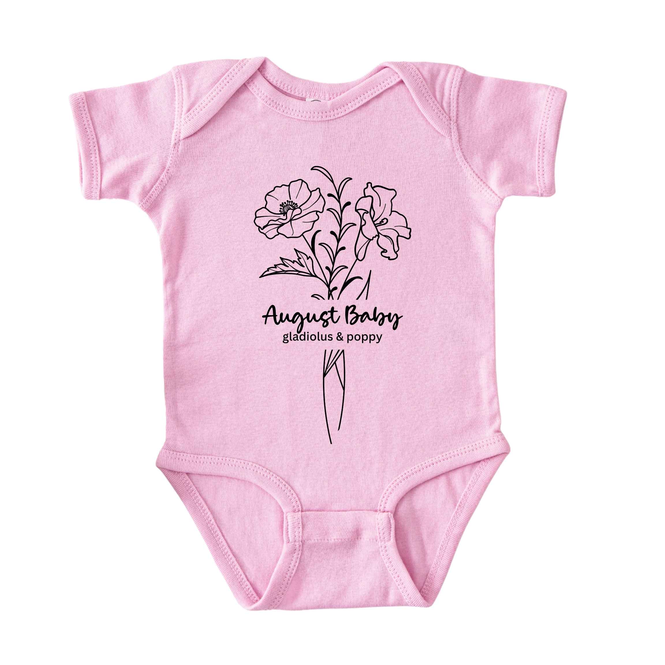 August Baby Birth Flowers (Line Art) Bodysuit