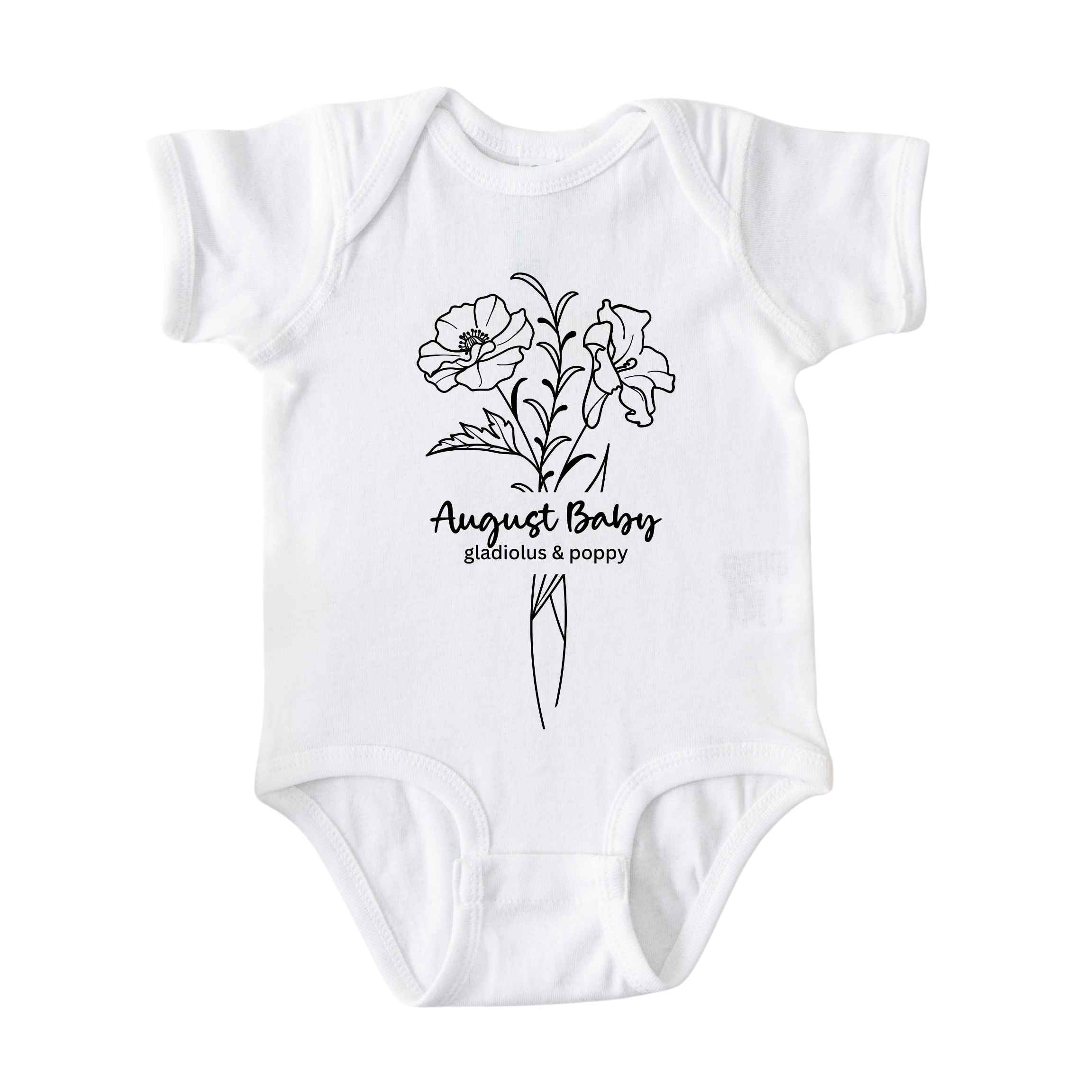 August Baby Birth Flowers (Line Art) Bodysuit