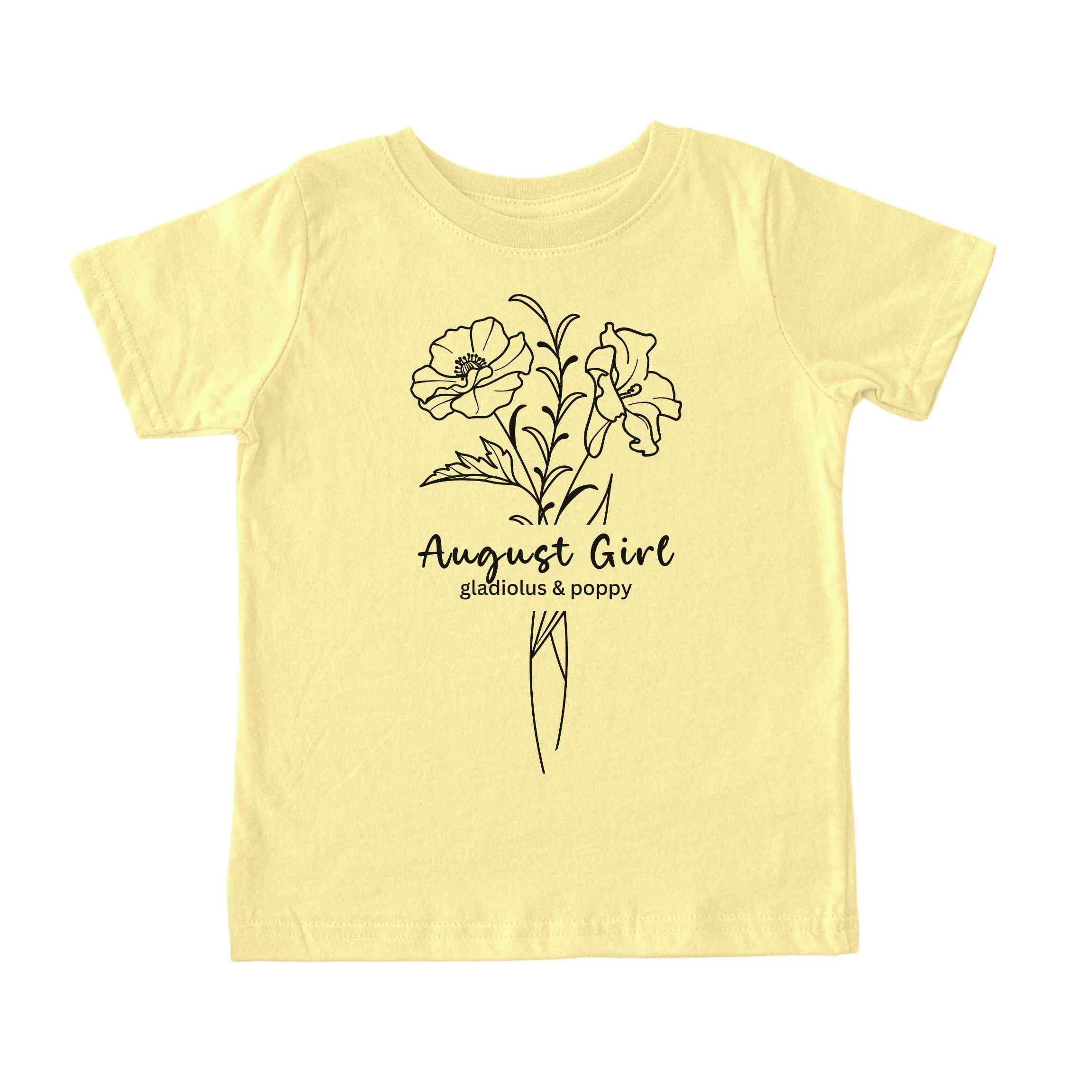 August Girl Birth Flowers (Line Art) Tee - Toddlers