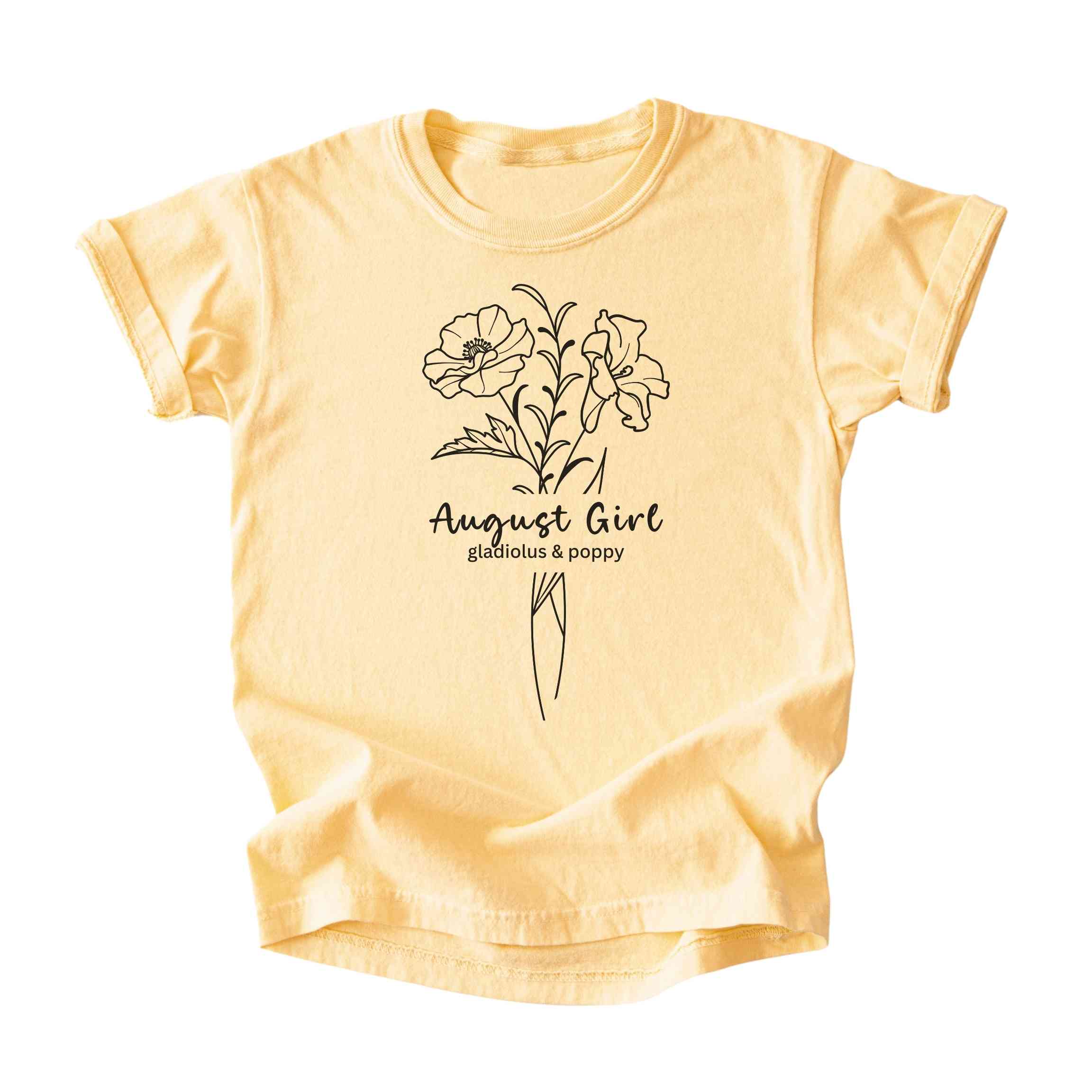August Girl Birth Flowers (Line Art) Tee - Kids
