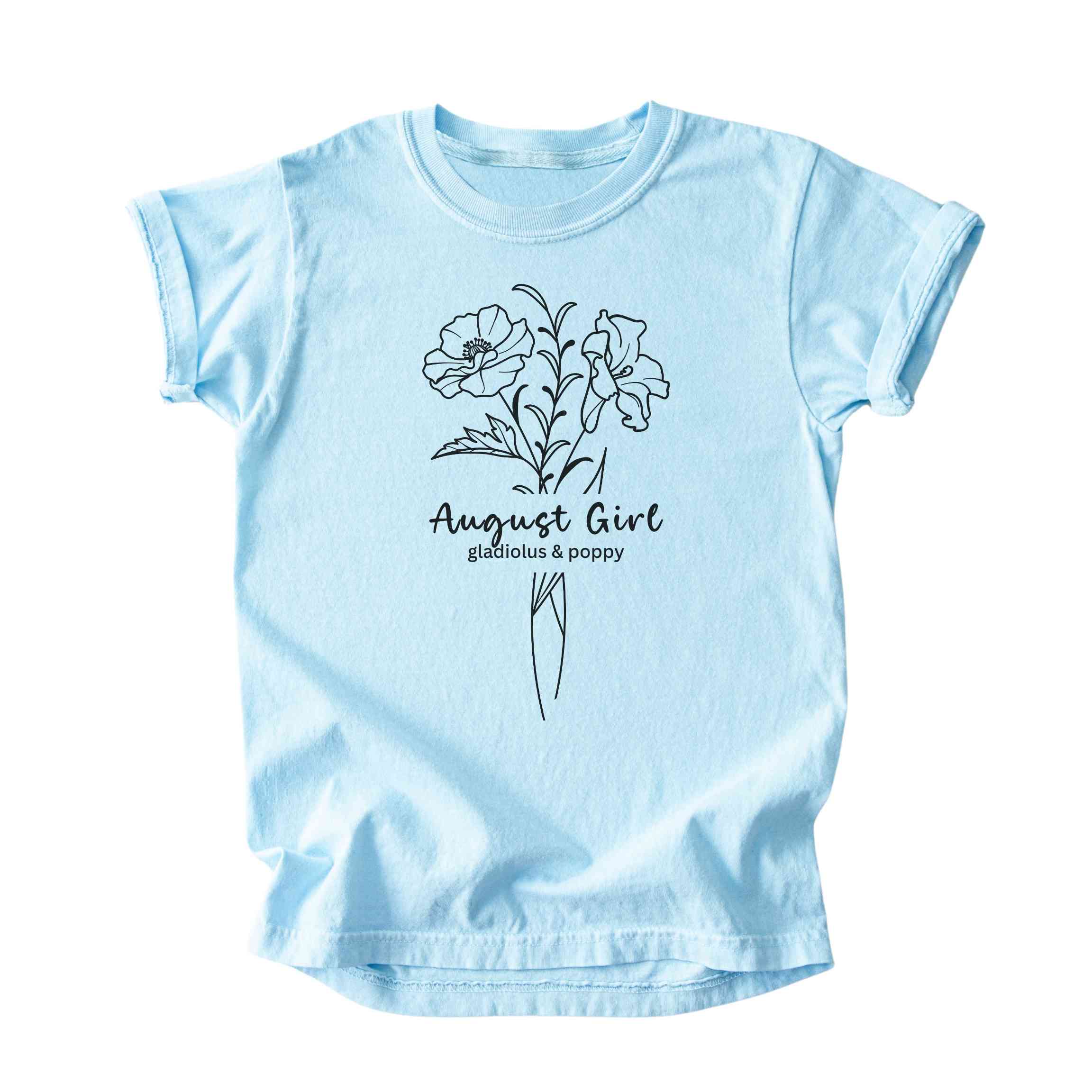 August Girl Birth Flowers (Line Art) Tee - Kids