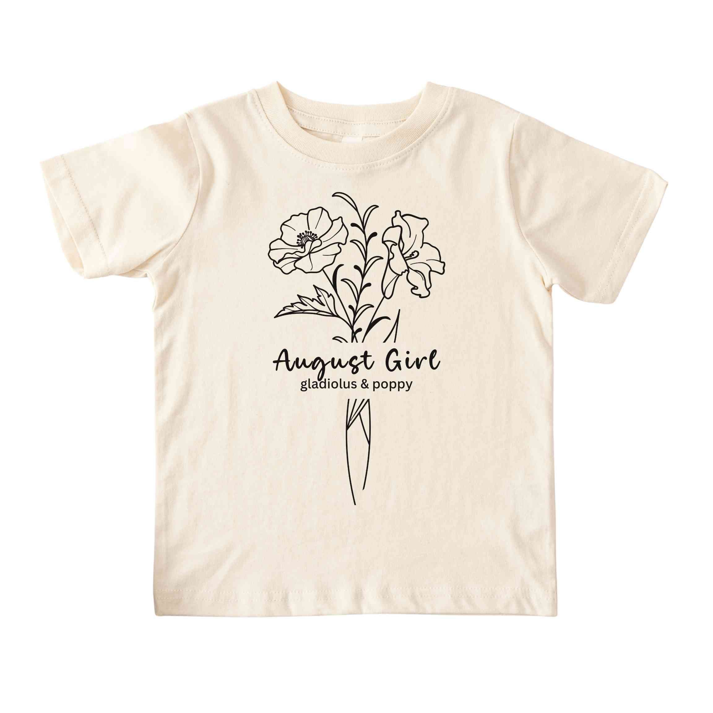 August Girl Birth Flowers (Line Art) Tee - Toddlers