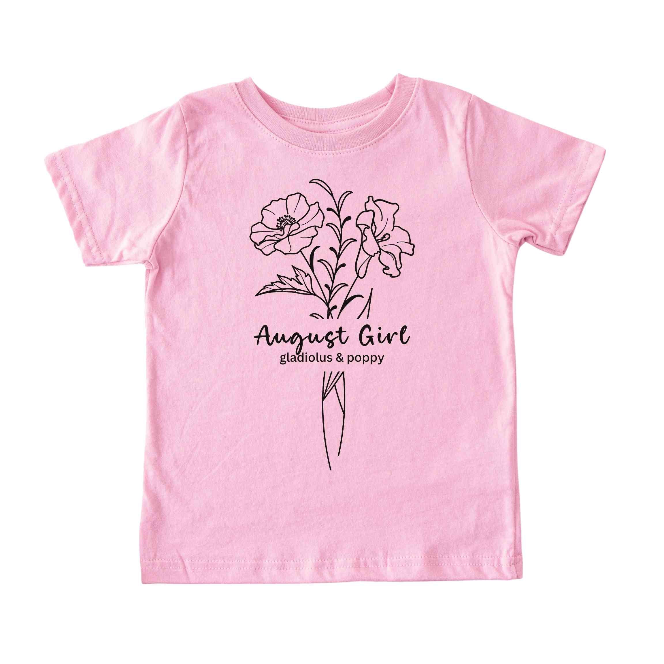 August Girl Birth Flowers (Line Art) Tee - Toddlers