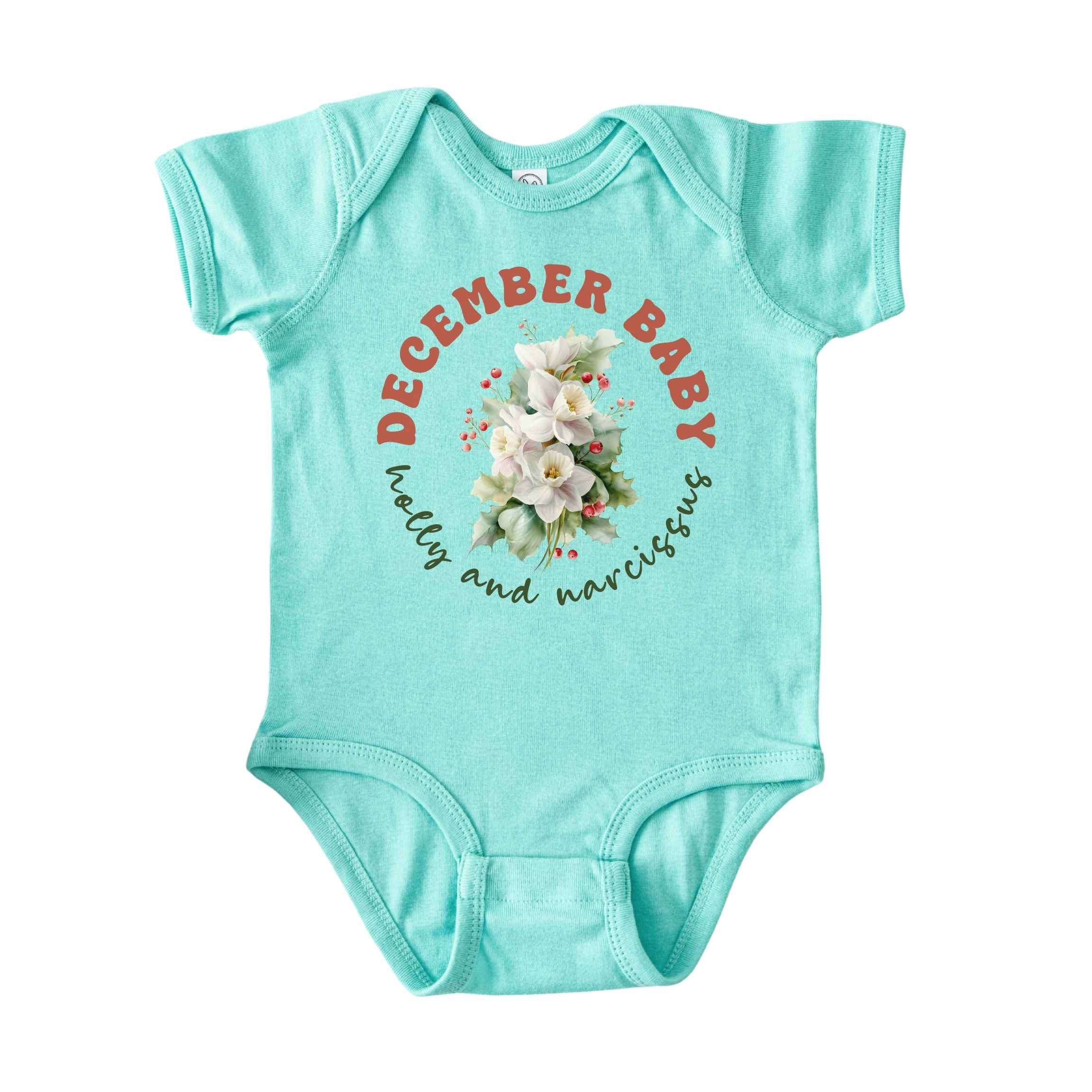 December Baby Birth Flowers (Circle) Bodysuit