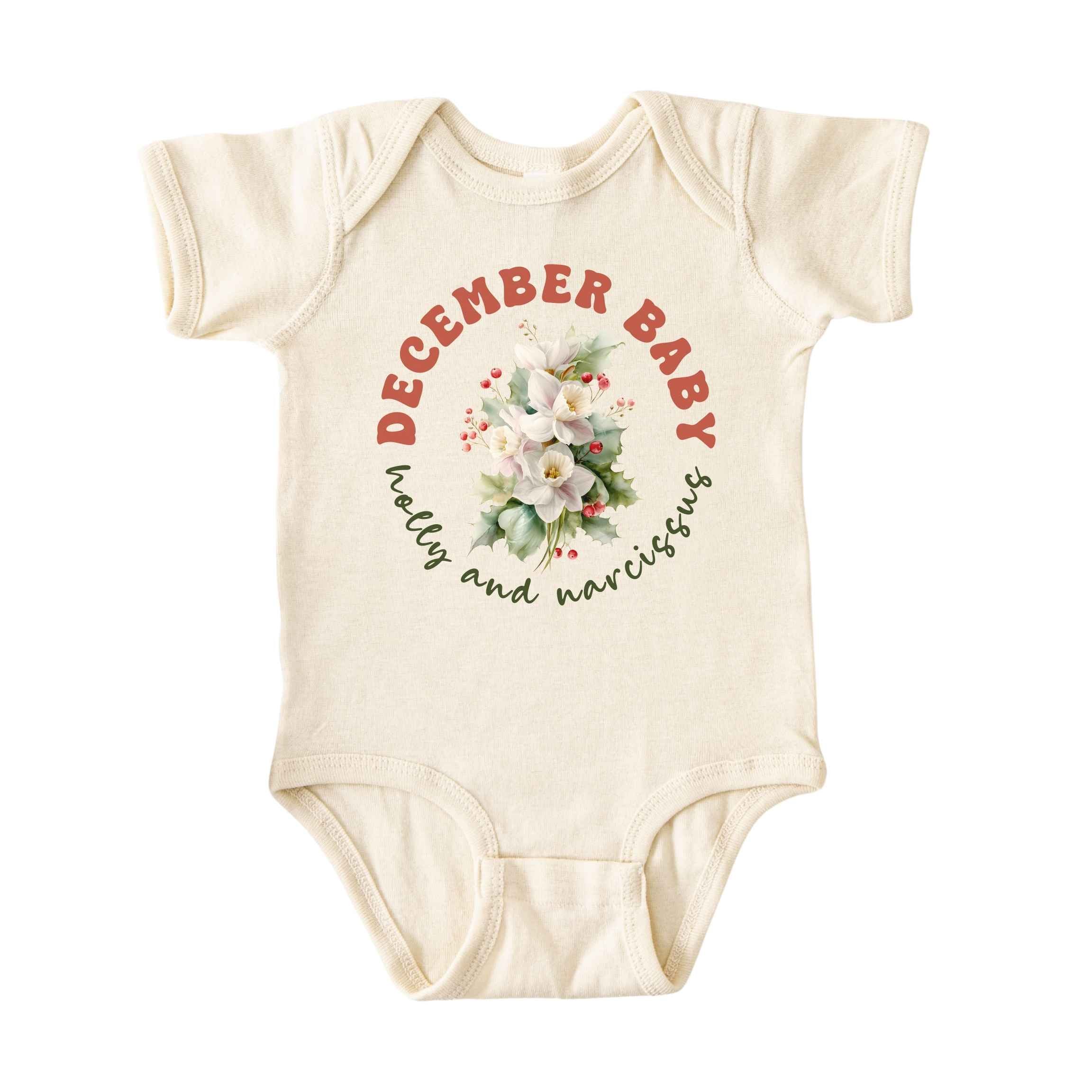 December Baby Birth Flowers (Circle) Bodysuit