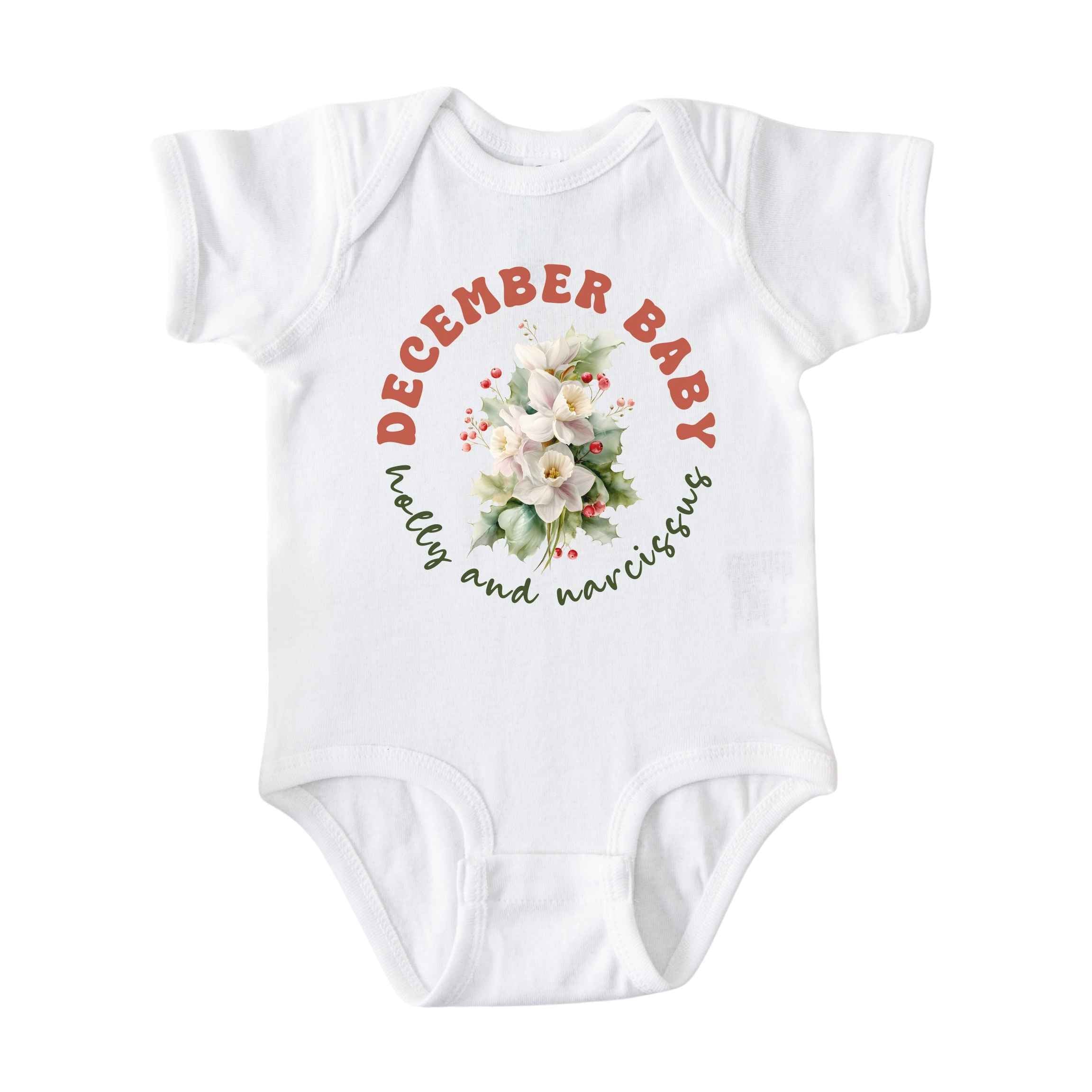 December Baby Birth Flowers (Circle) Bodysuit