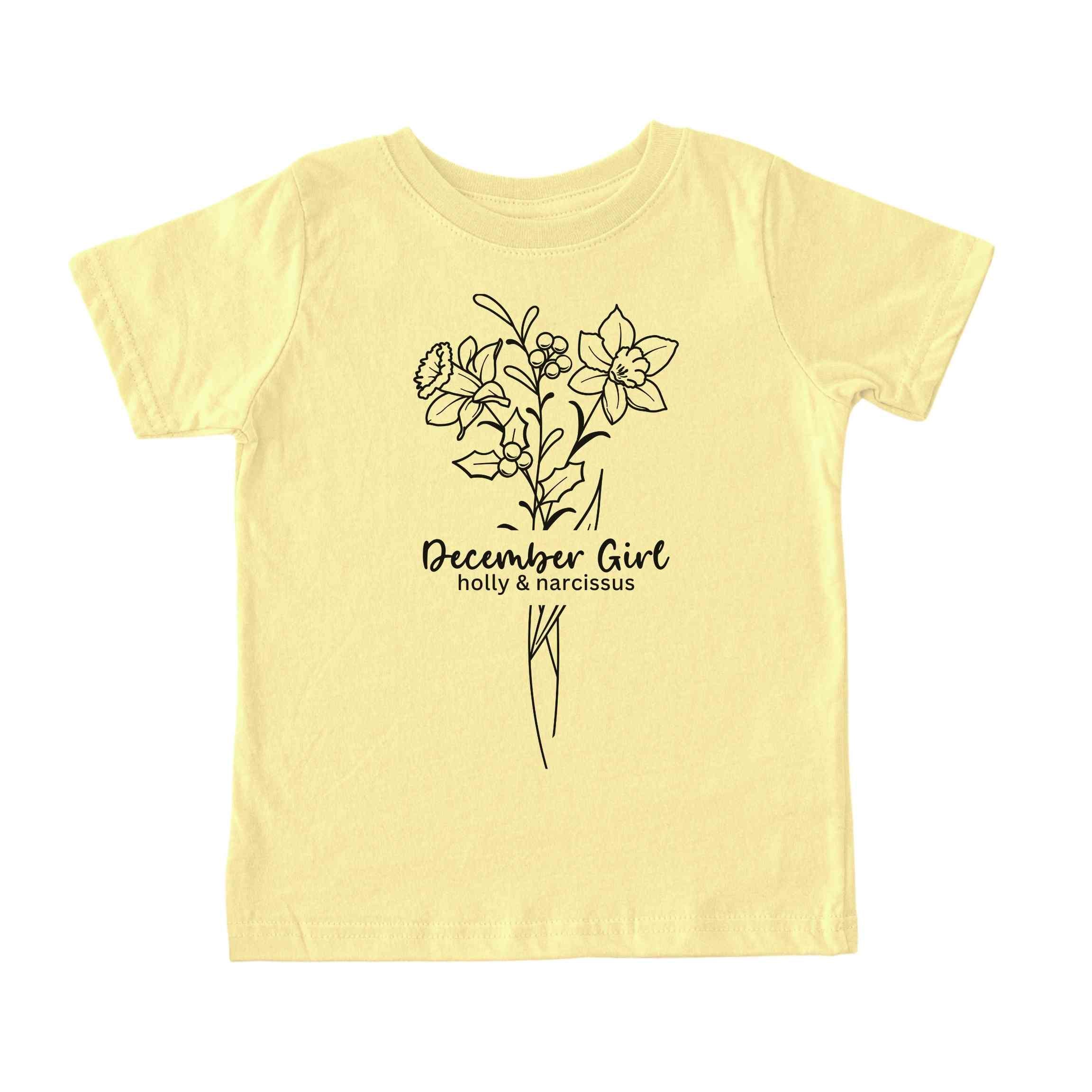 December Girl Birth Flowers (Line Art) Tee - Toddlers