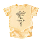 December Girl Birth Flowers (Line Art) Tee - Kids
