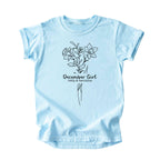December Girl Birth Flowers (Line Art) Tee - Kids