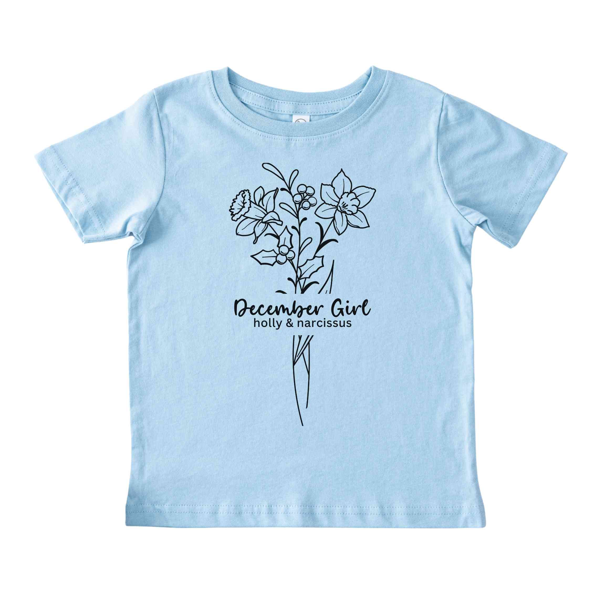 December Girl Birth Flowers (Line Art) Tee - Toddlers