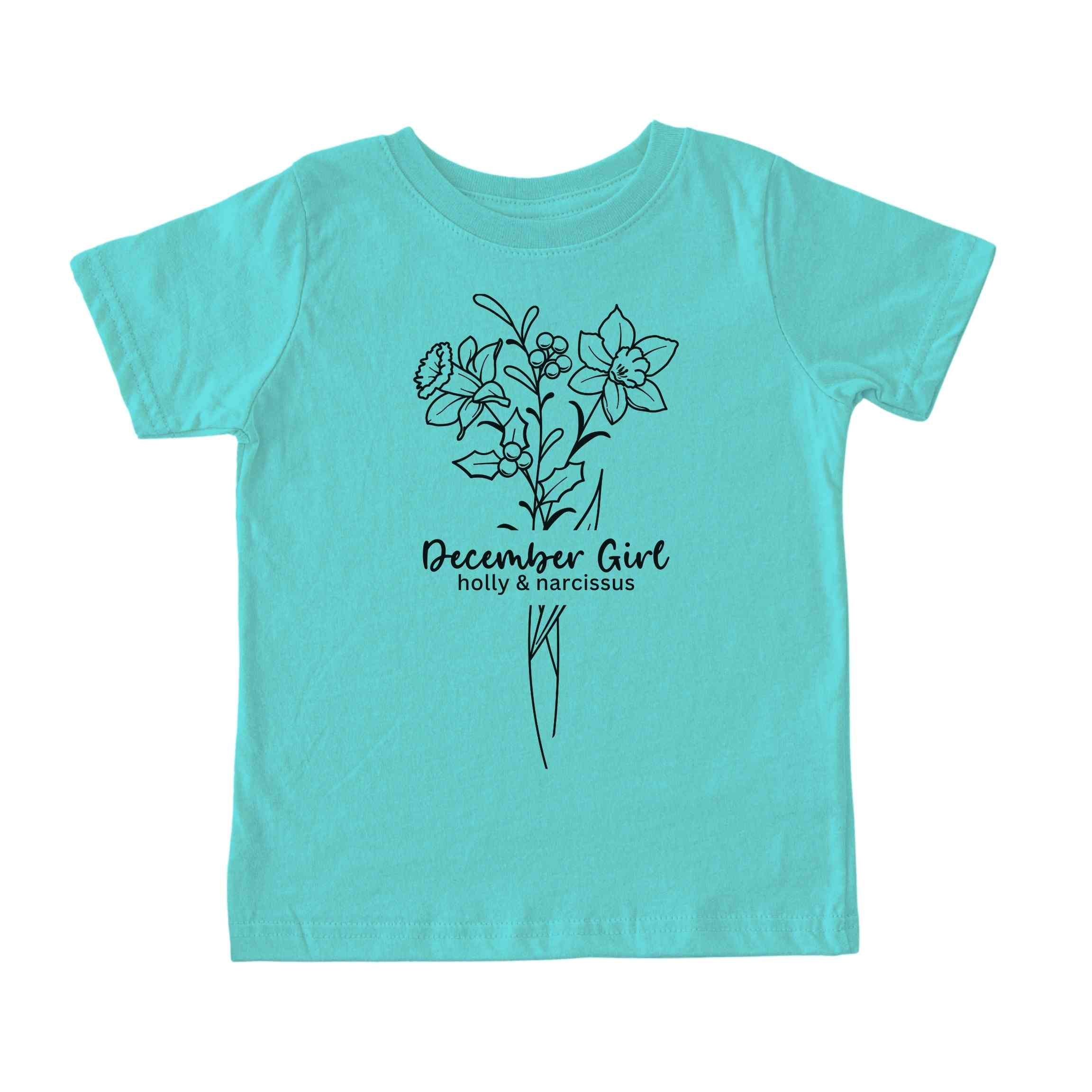 December Girl Birth Flowers (Line Art) Tee - Toddlers