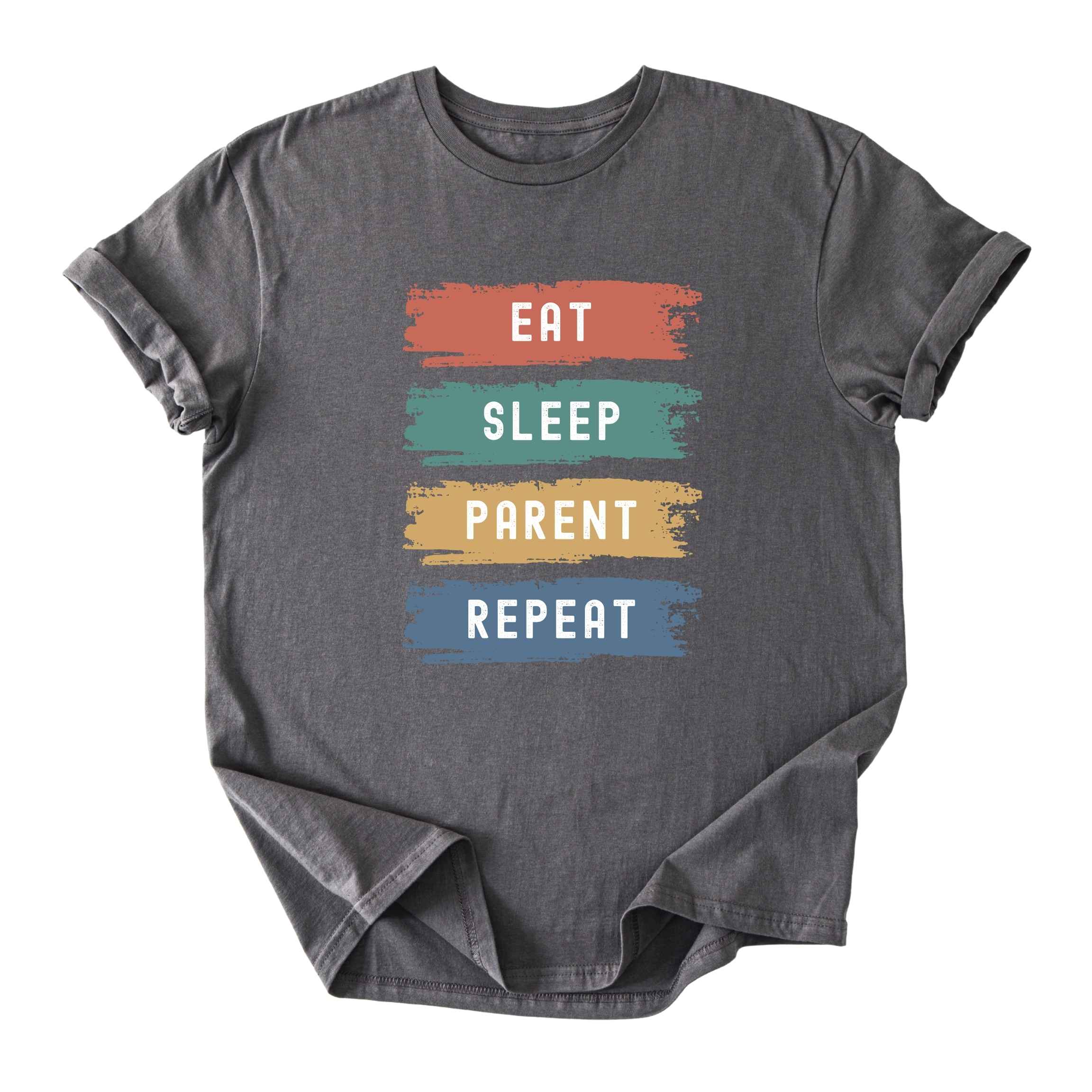 Eat. Sleep. Parent. Repeat on Colored Boxes Tee - Dads