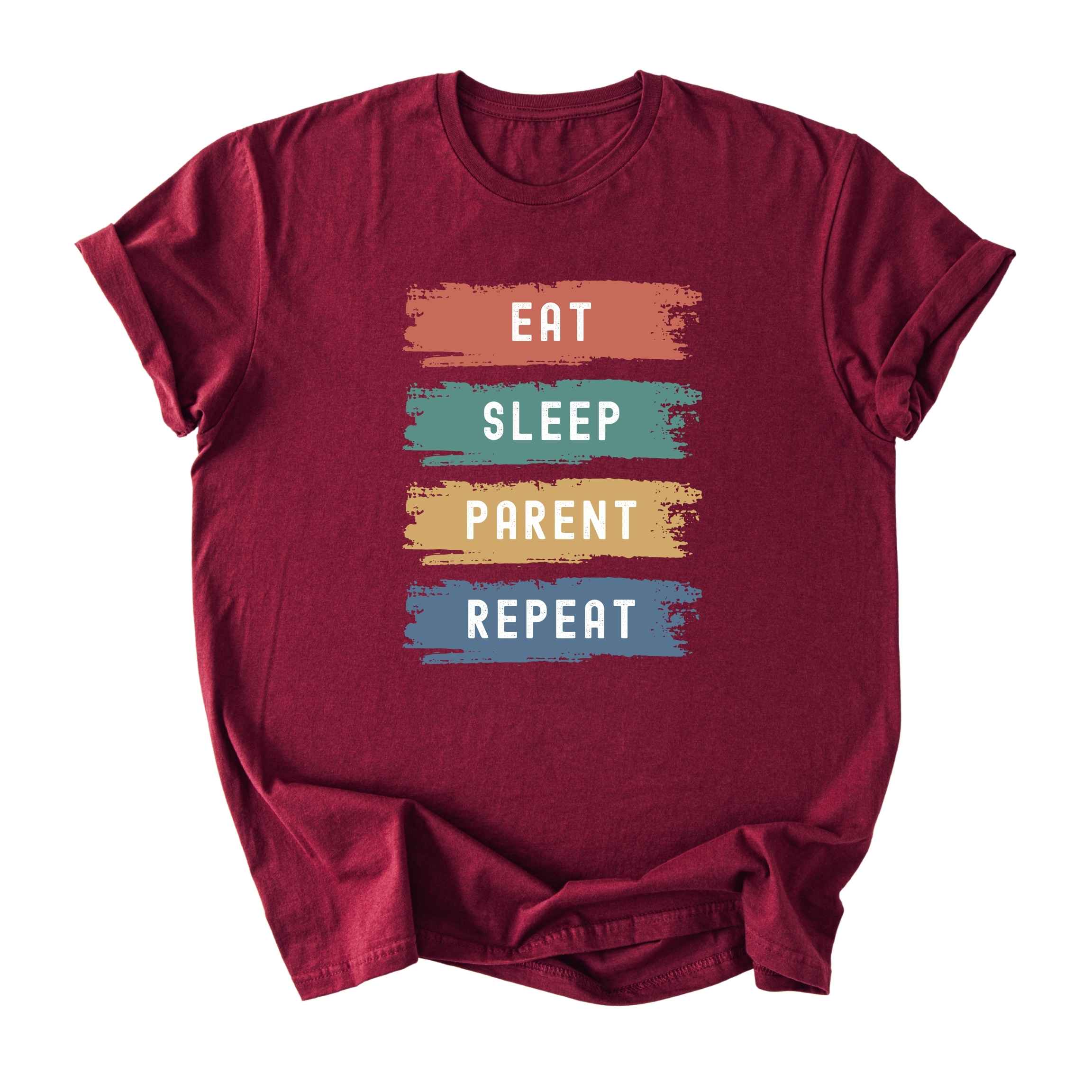 Eat. Sleep. Parent. Repeat on Colored Boxes Tee - Dads