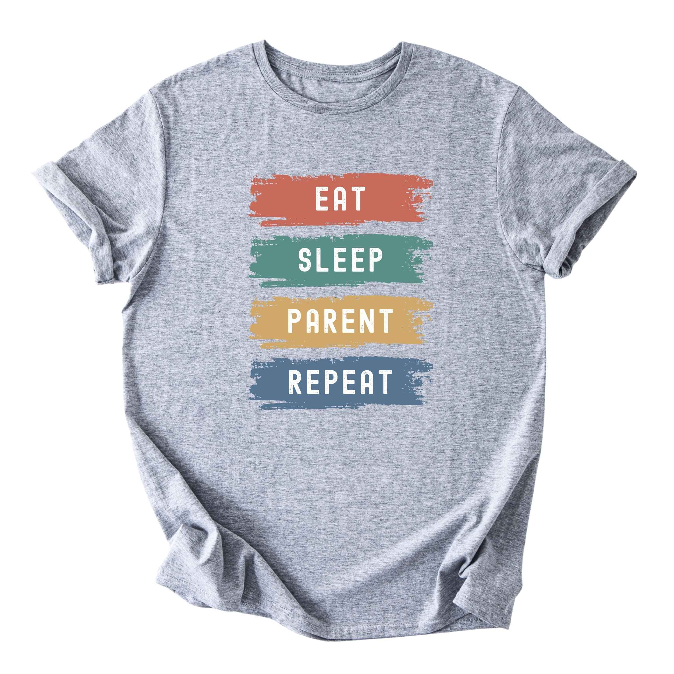 Eat. Sleep. Parent. Repeat on Colored Boxes Tee - Dads