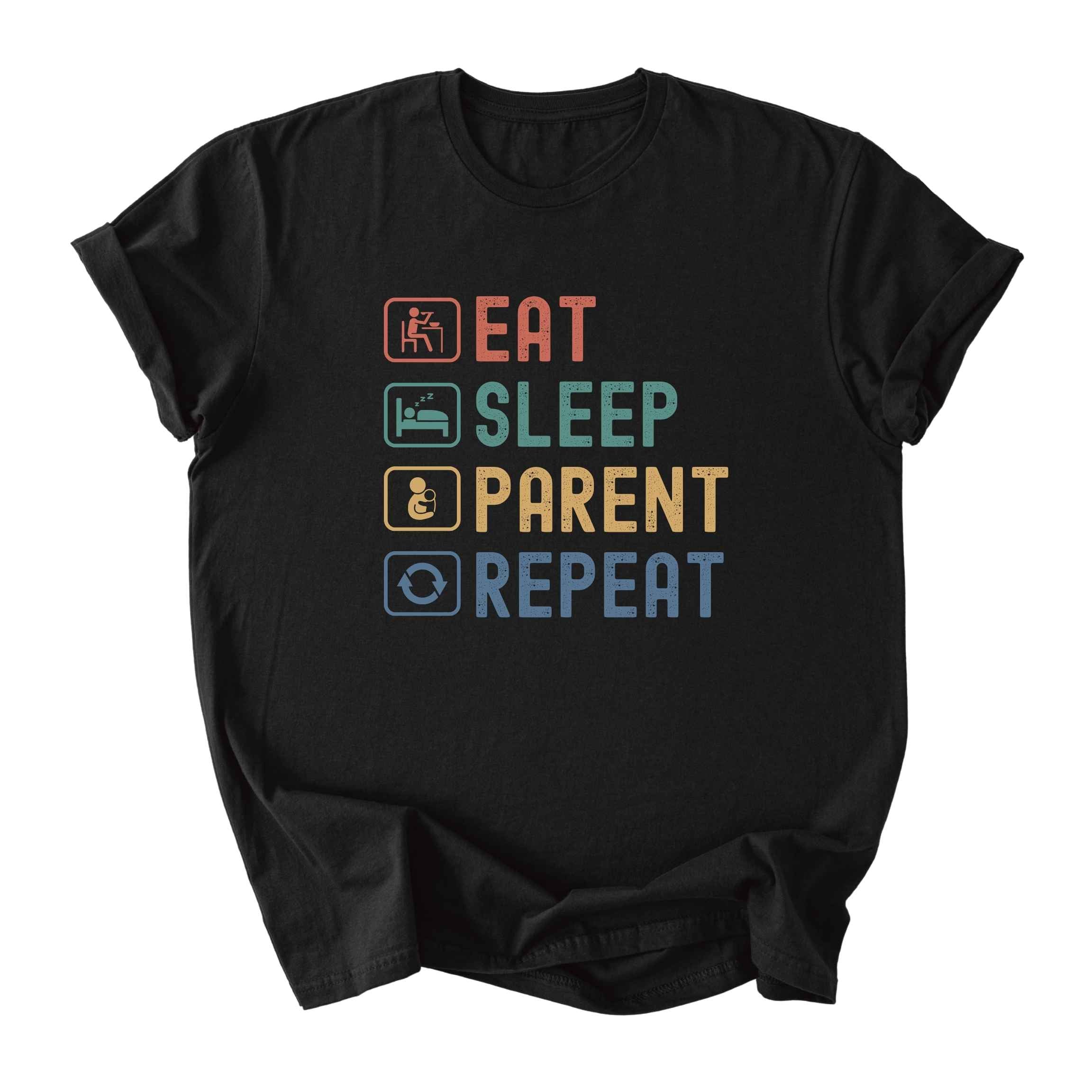 Eat. Sleep. Parent. Repeat With Icons Tee - Dads