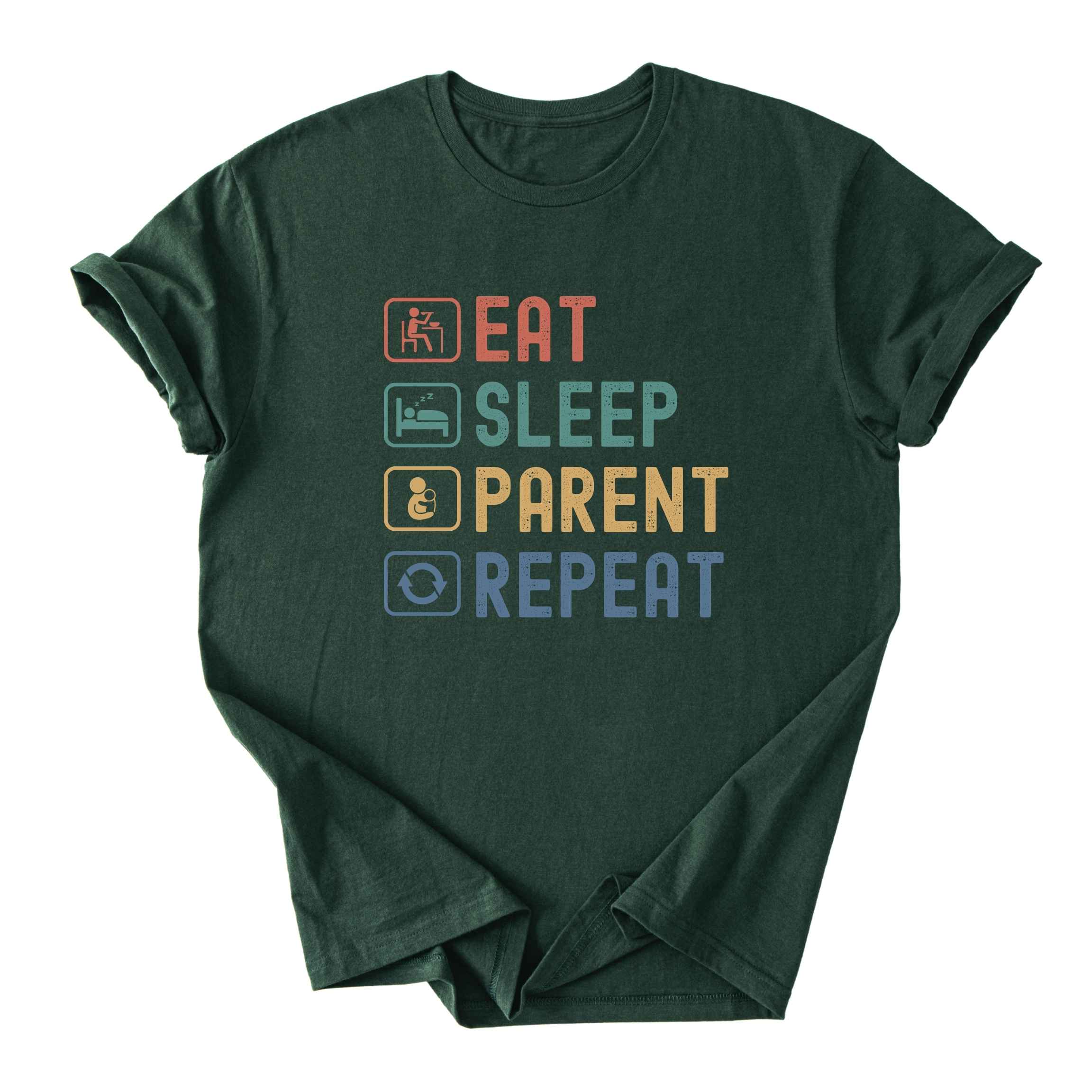 Eat. Sleep. Parent. Repeat With Icons Tee - Dads