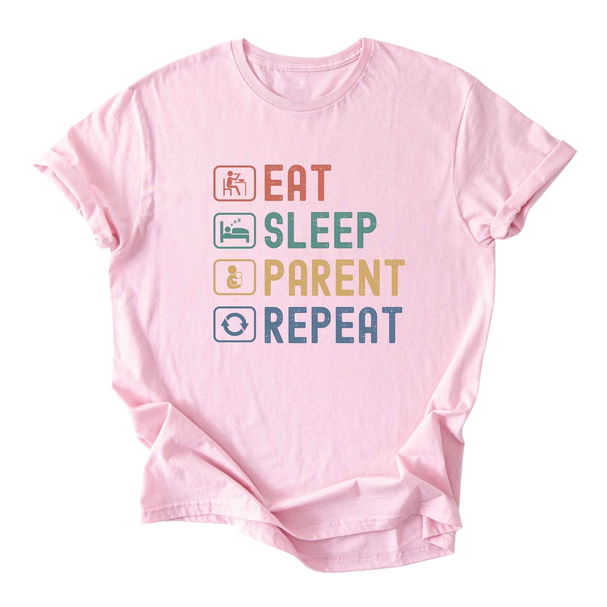 Eat. Sleep. Parent. Repeat With Icons Tee - Moms