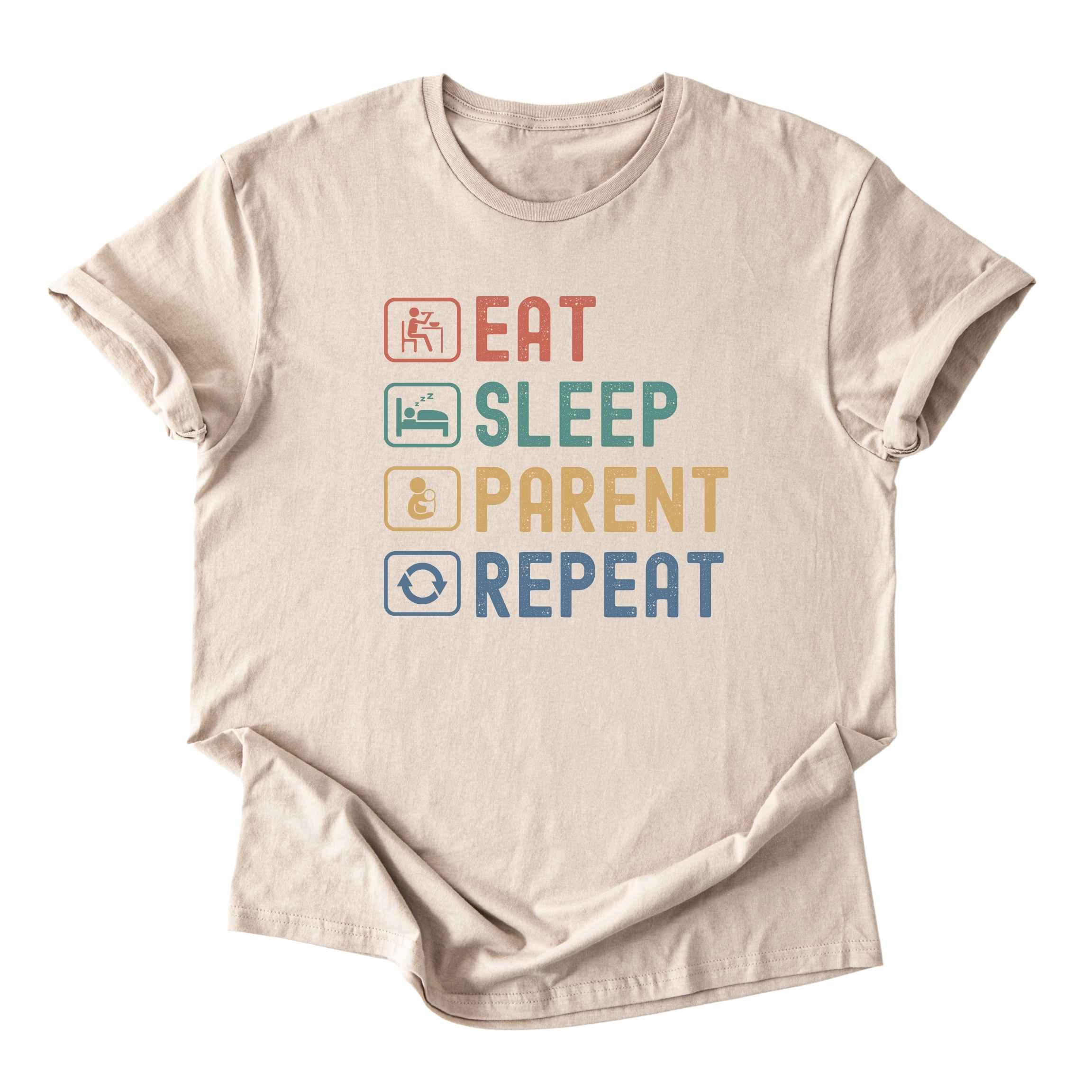 Eat. Sleep. Parent. Repeat With Icons Tee - Dads