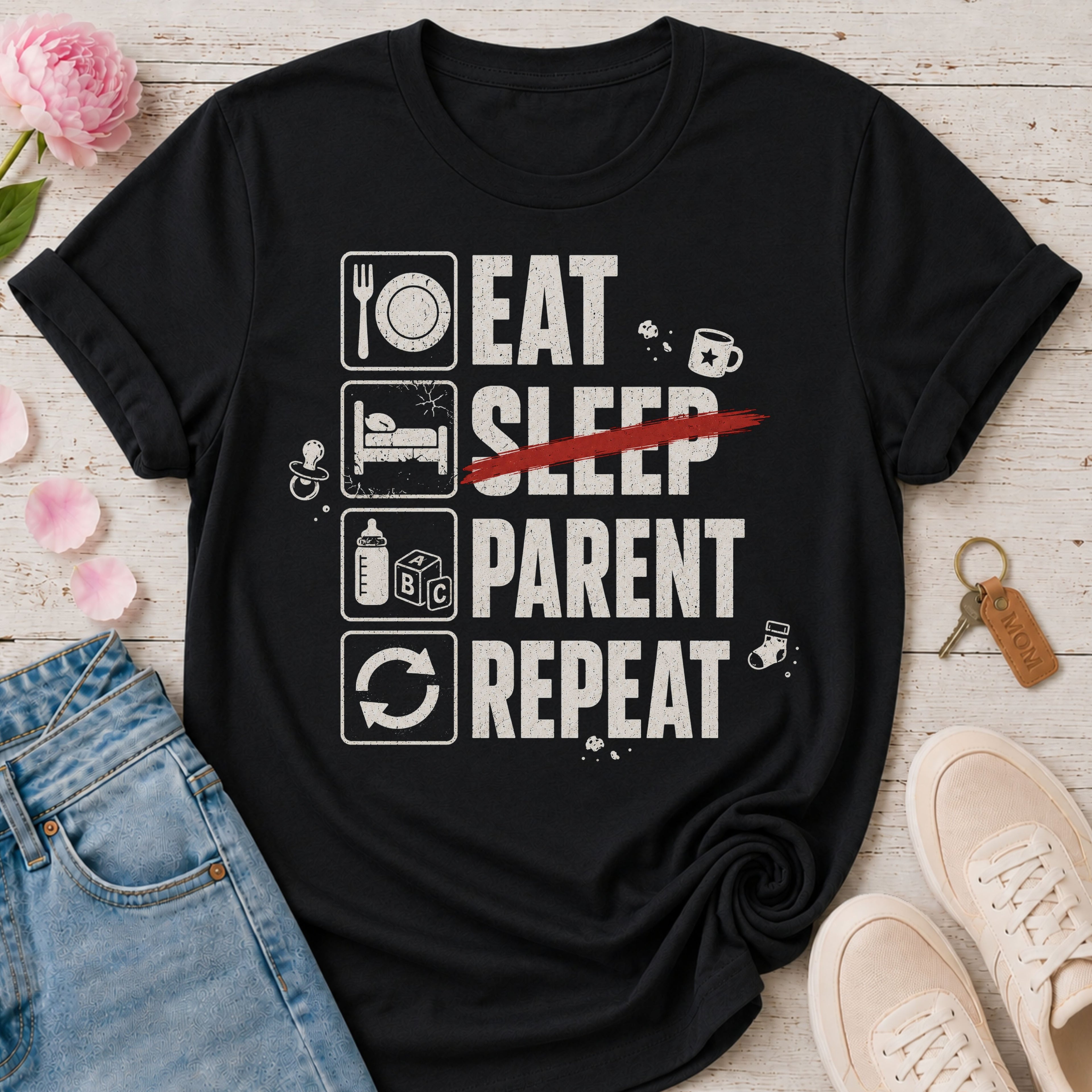 Eat No Sleep Parent Repeat Tee