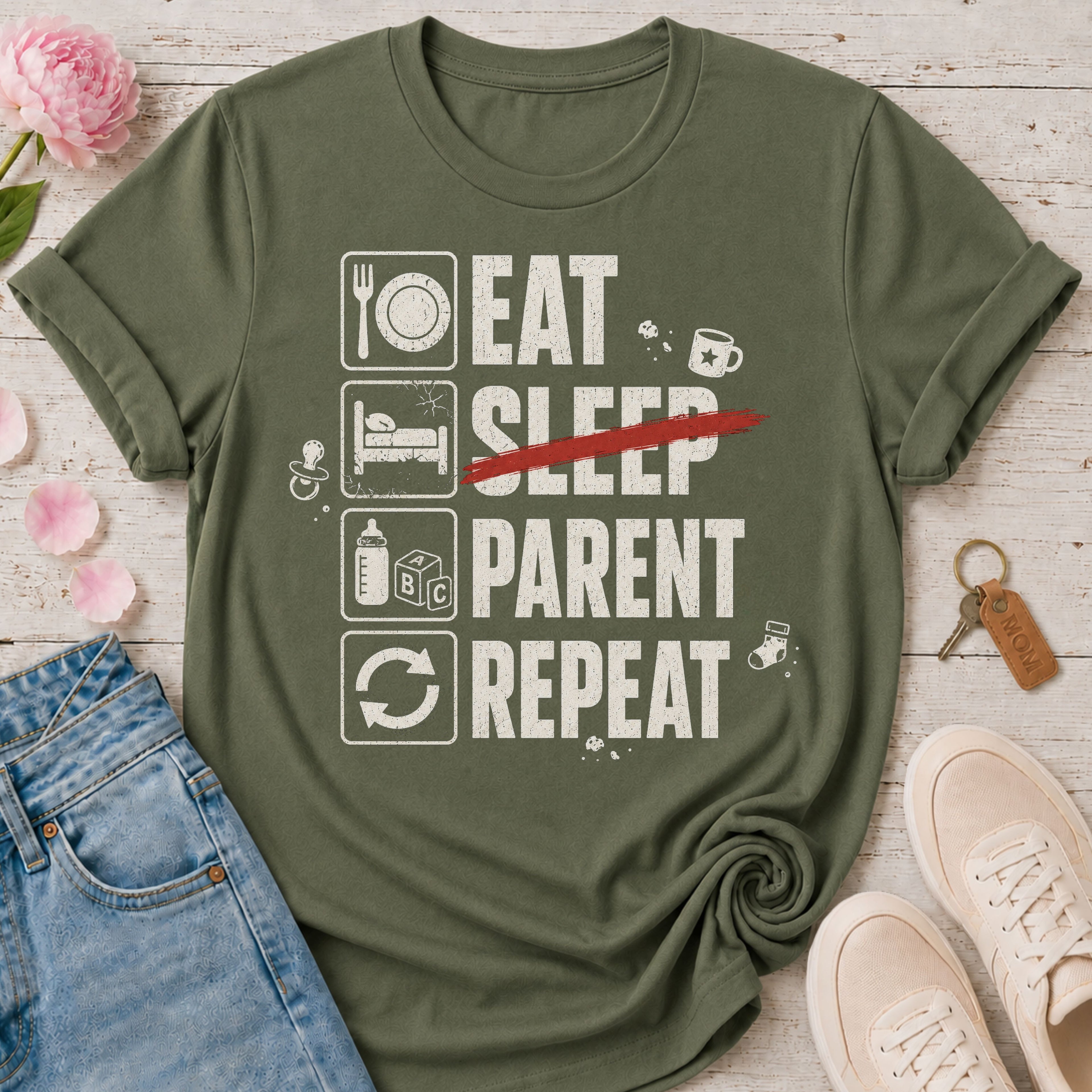Eat No Sleep Parent Repeat Tee