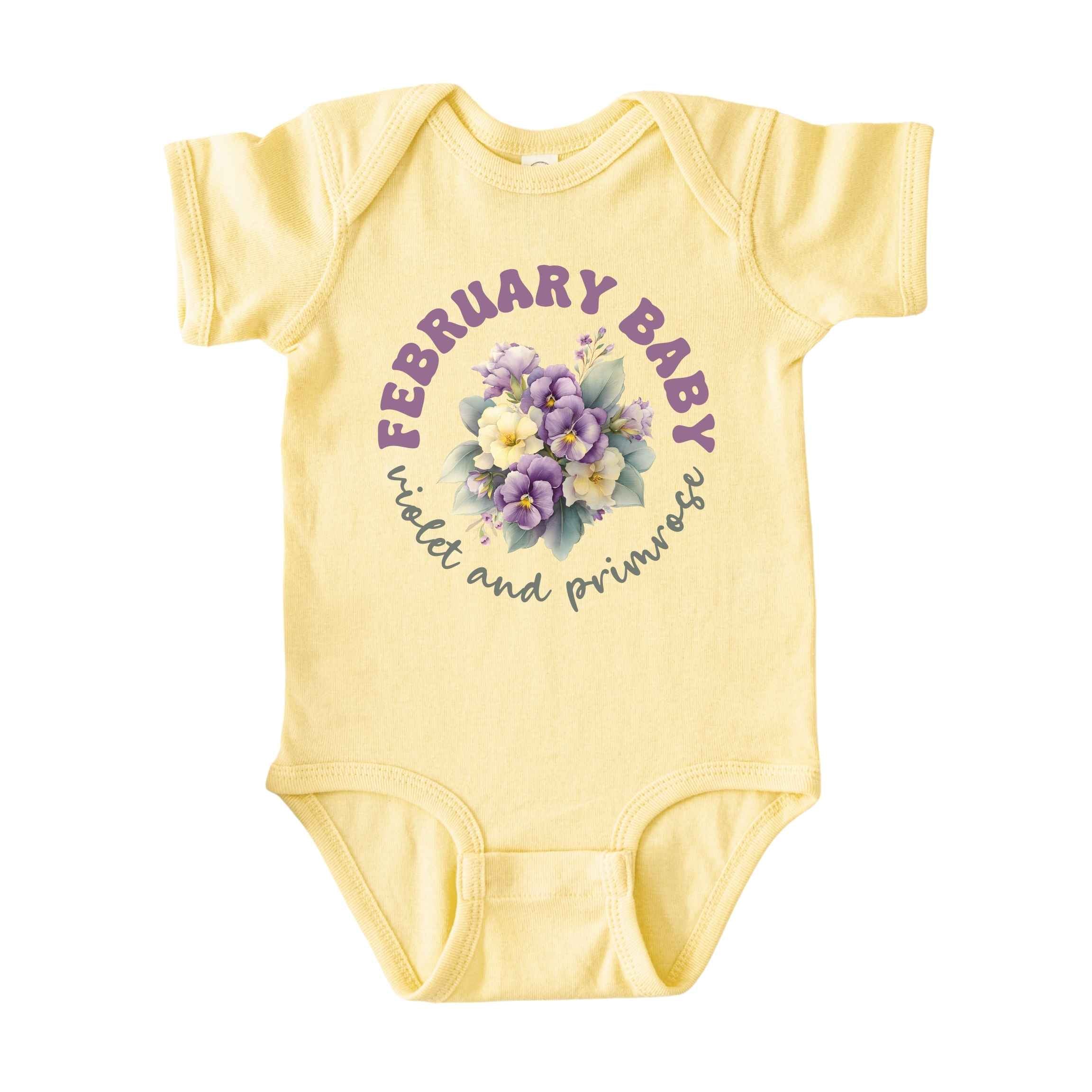 February Baby Birth Flowers (Circle) Bodysuit