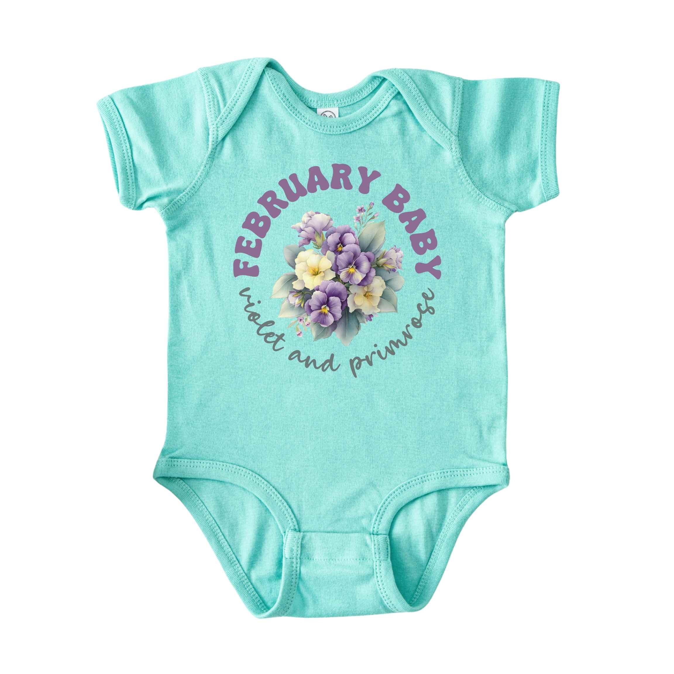 February Baby Birth Flowers (Circle) Bodysuit