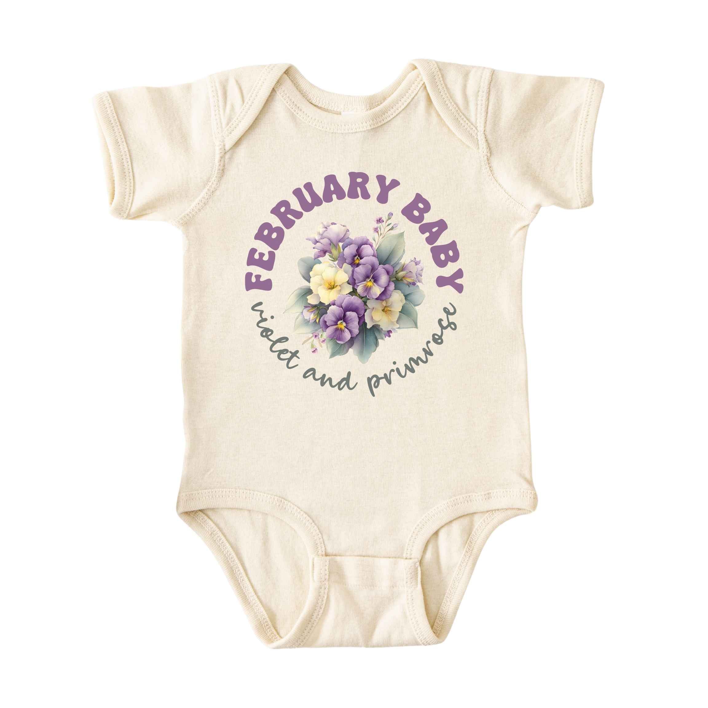 February Baby Birth Flowers (Circle) Bodysuit
