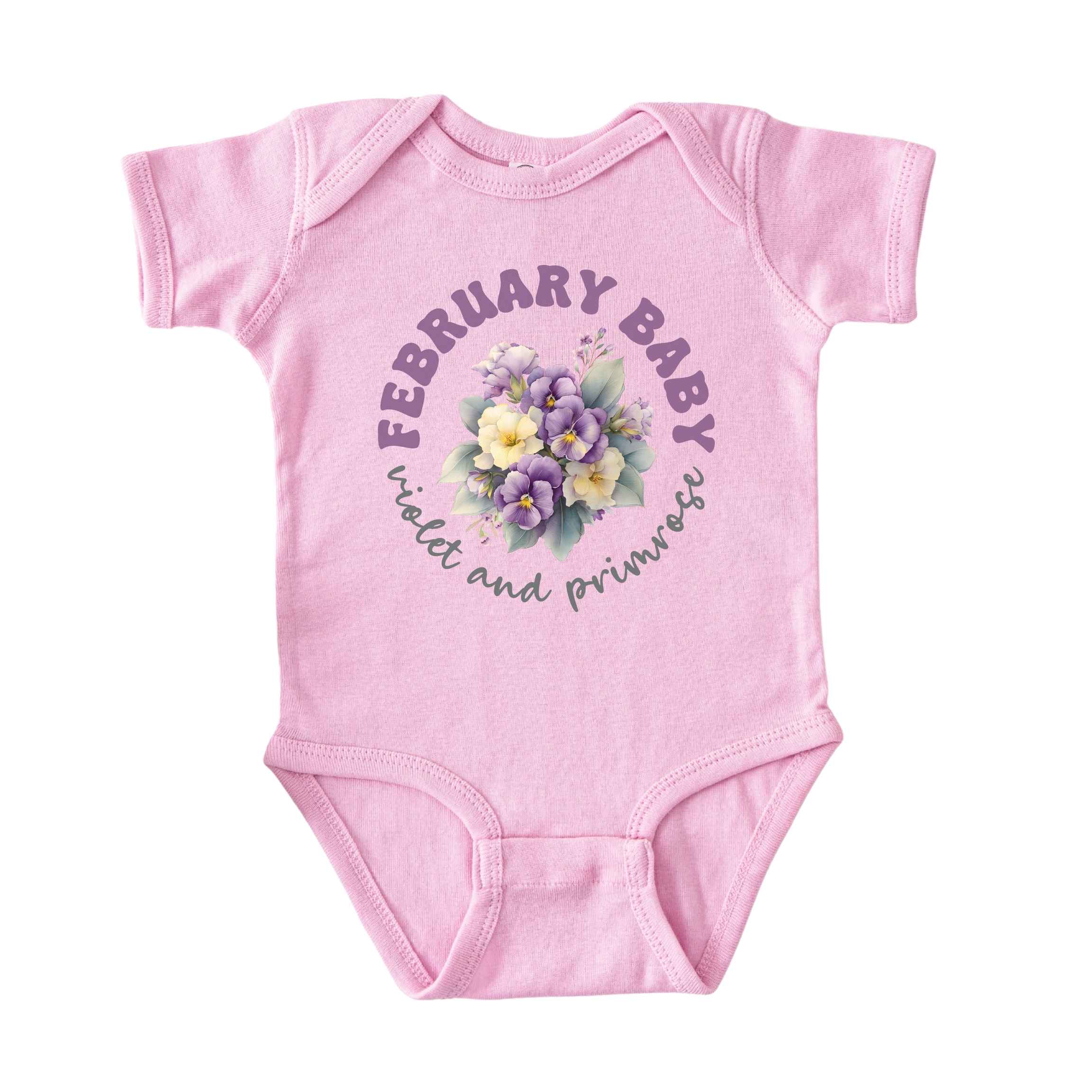 February Baby Birth Flowers (Circle) Bodysuit