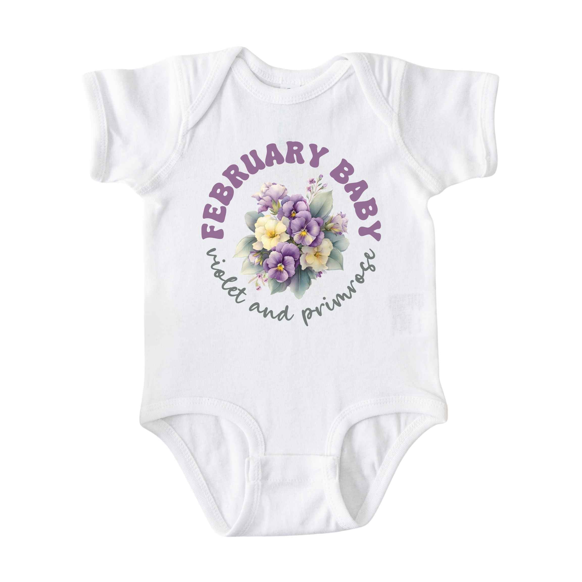 February Baby Birth Flowers (Circle) Bodysuit